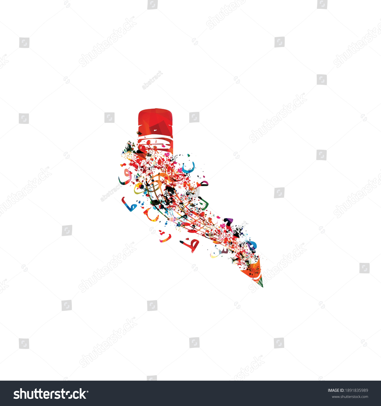 Colorful Pencil Arabic Islamic Calligraphy Symbols Stock Vector