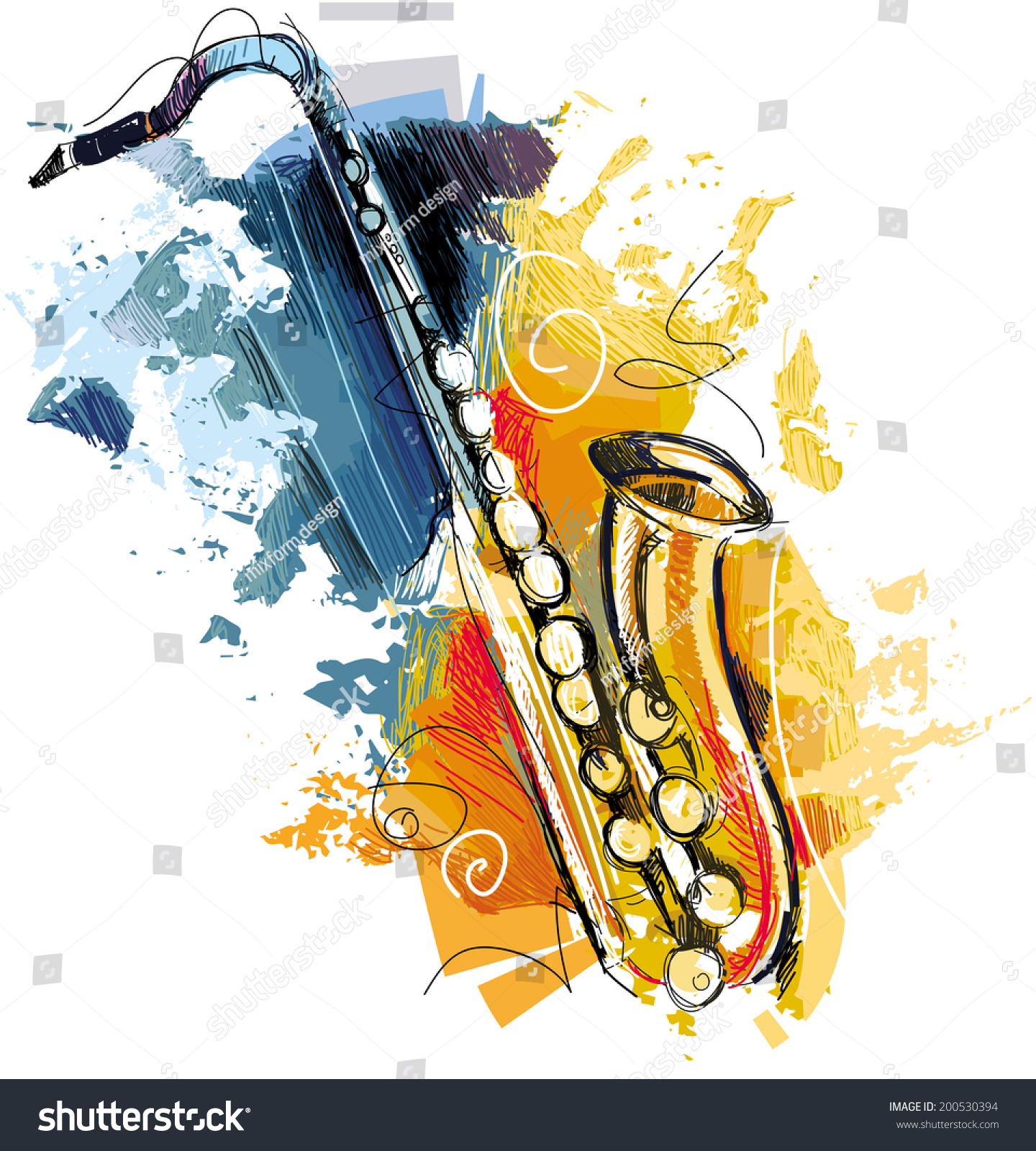 Colorful Sax Stock Vector 200530394 Shutterstock 2859