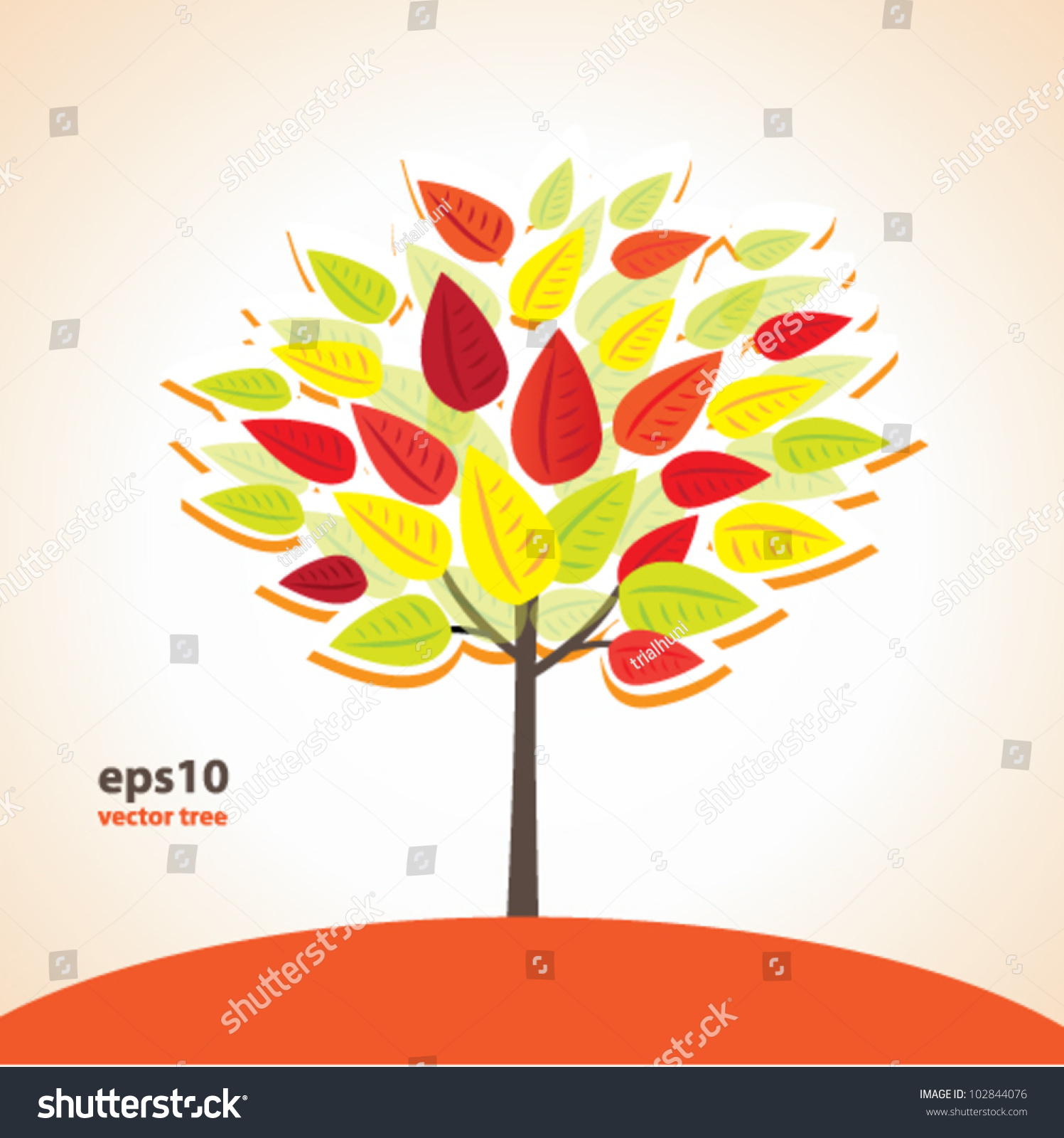 Colorful Tree, Autumn Background Stock Vector Illustration 102844076
