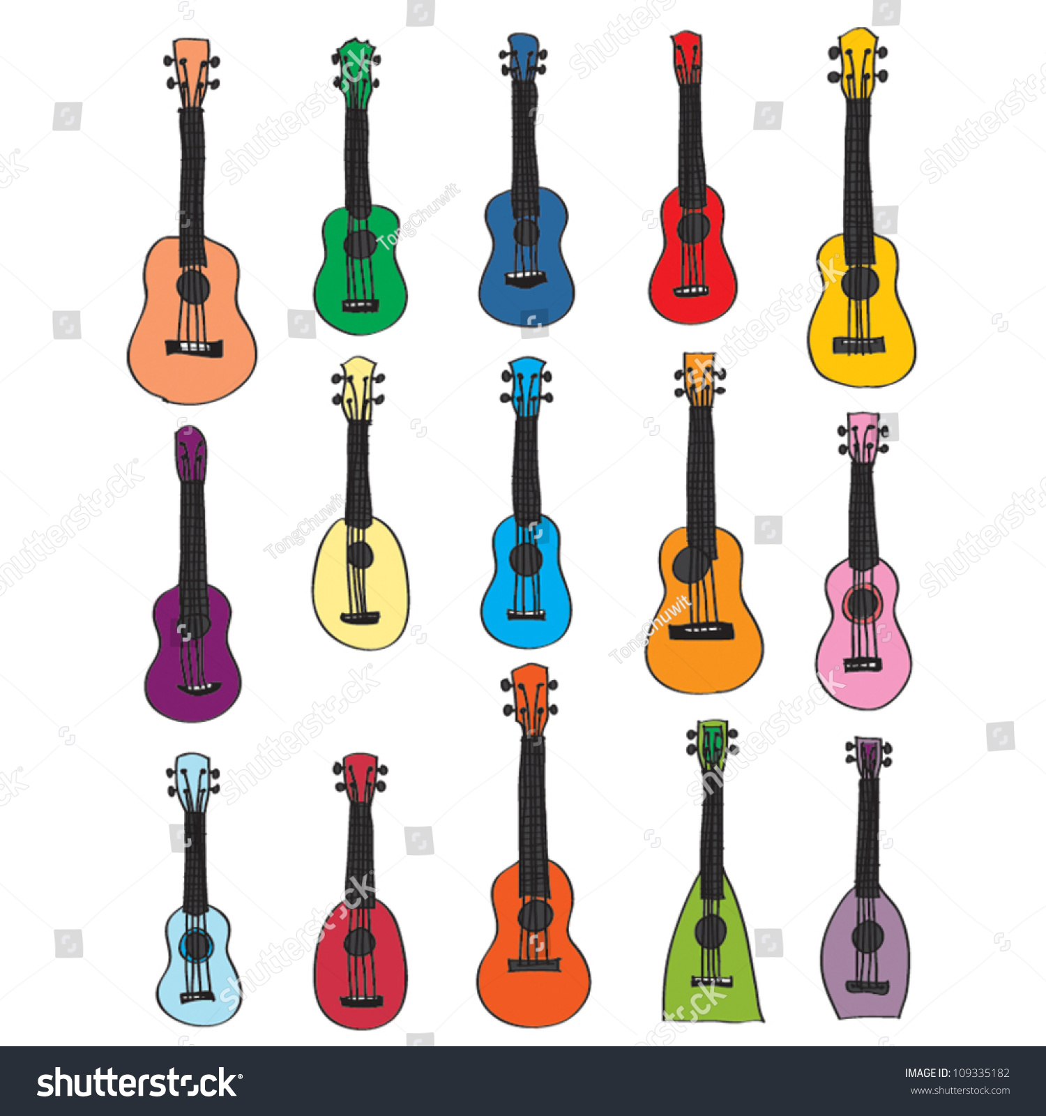 Colorful Ukulele Sketch Stock Vector Illustration 109335182 Shutterstock