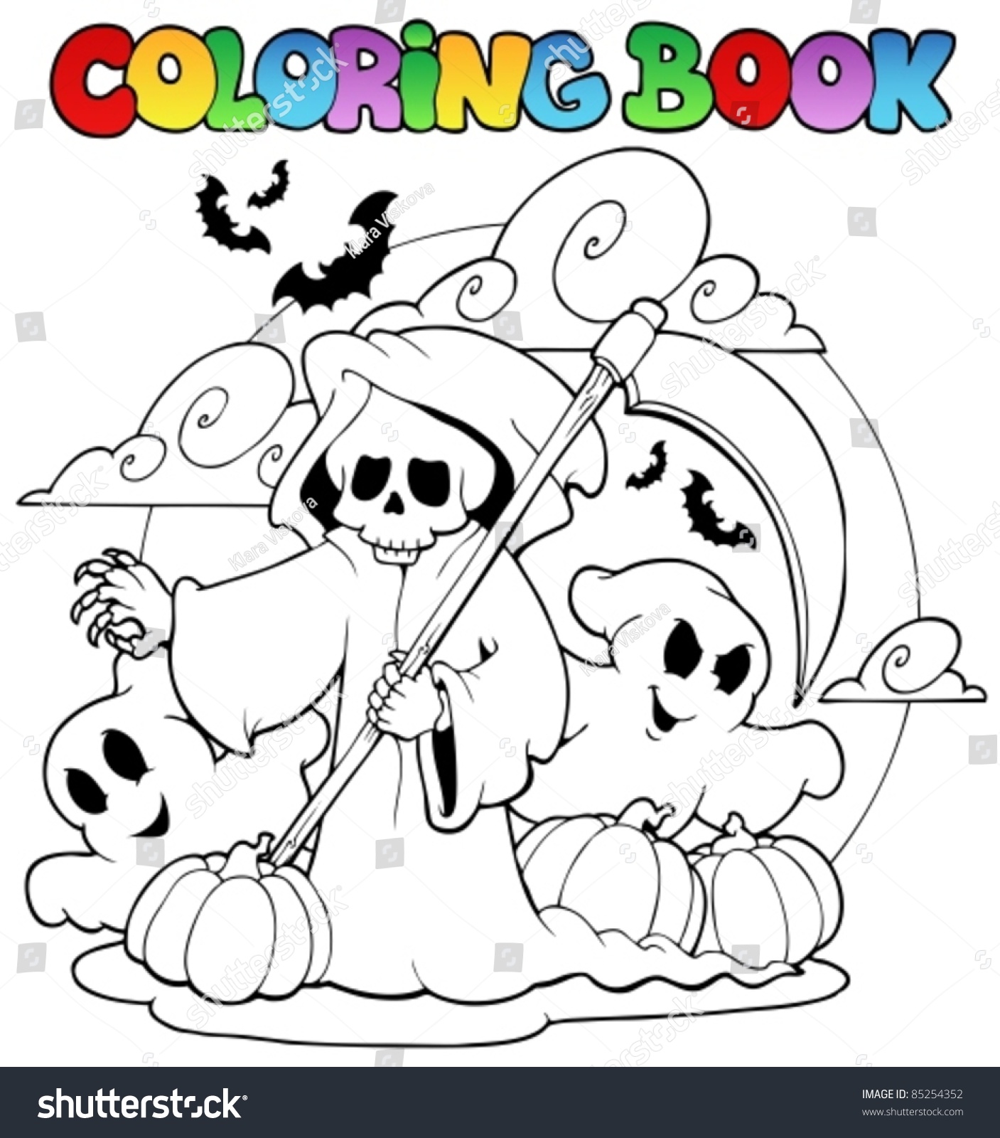Coloring Book Halloween Character 3 Vector Illustration