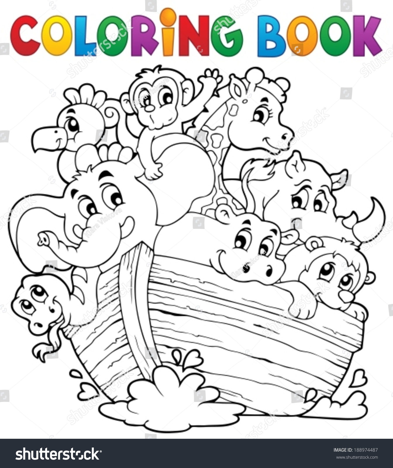 Coloring Book Noahs Ark Theme 1 - Eps10 Vector Illustration