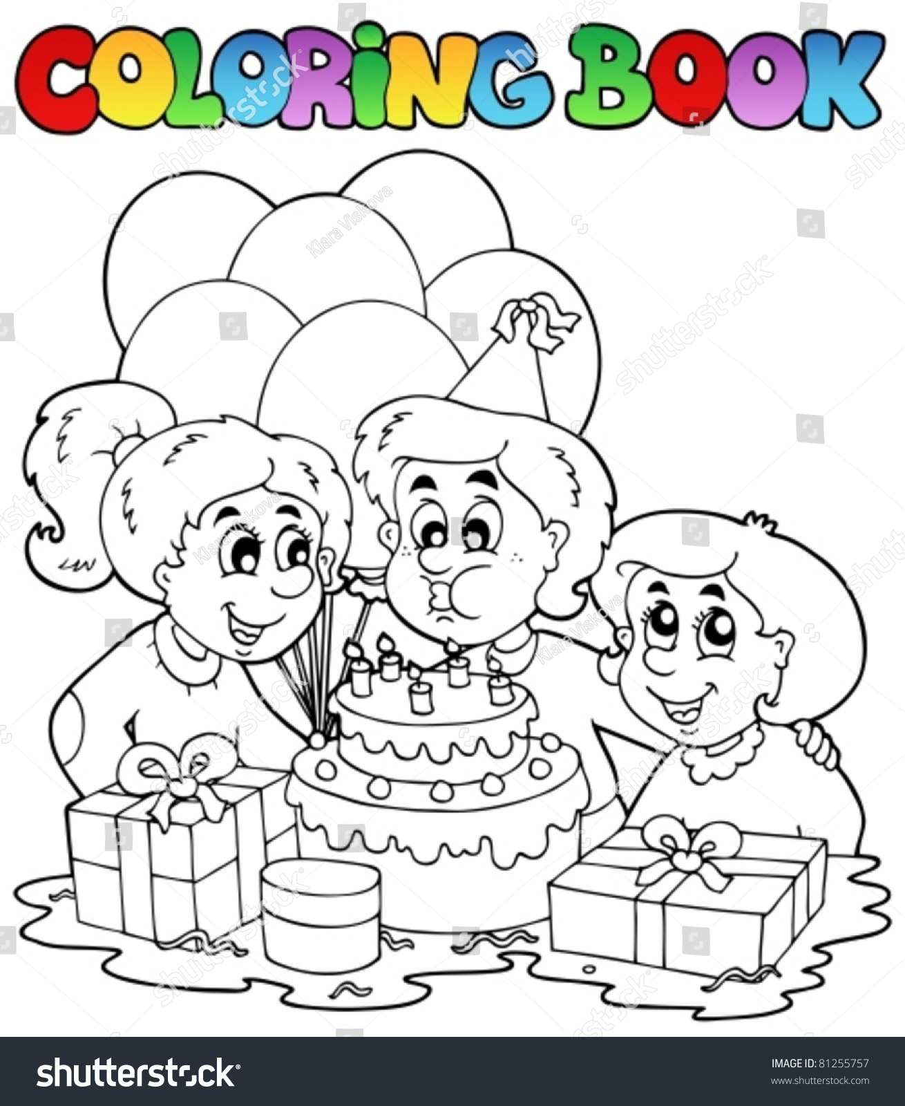 Coloring Book With Party Theme 2 Vector Illustration. 81255757