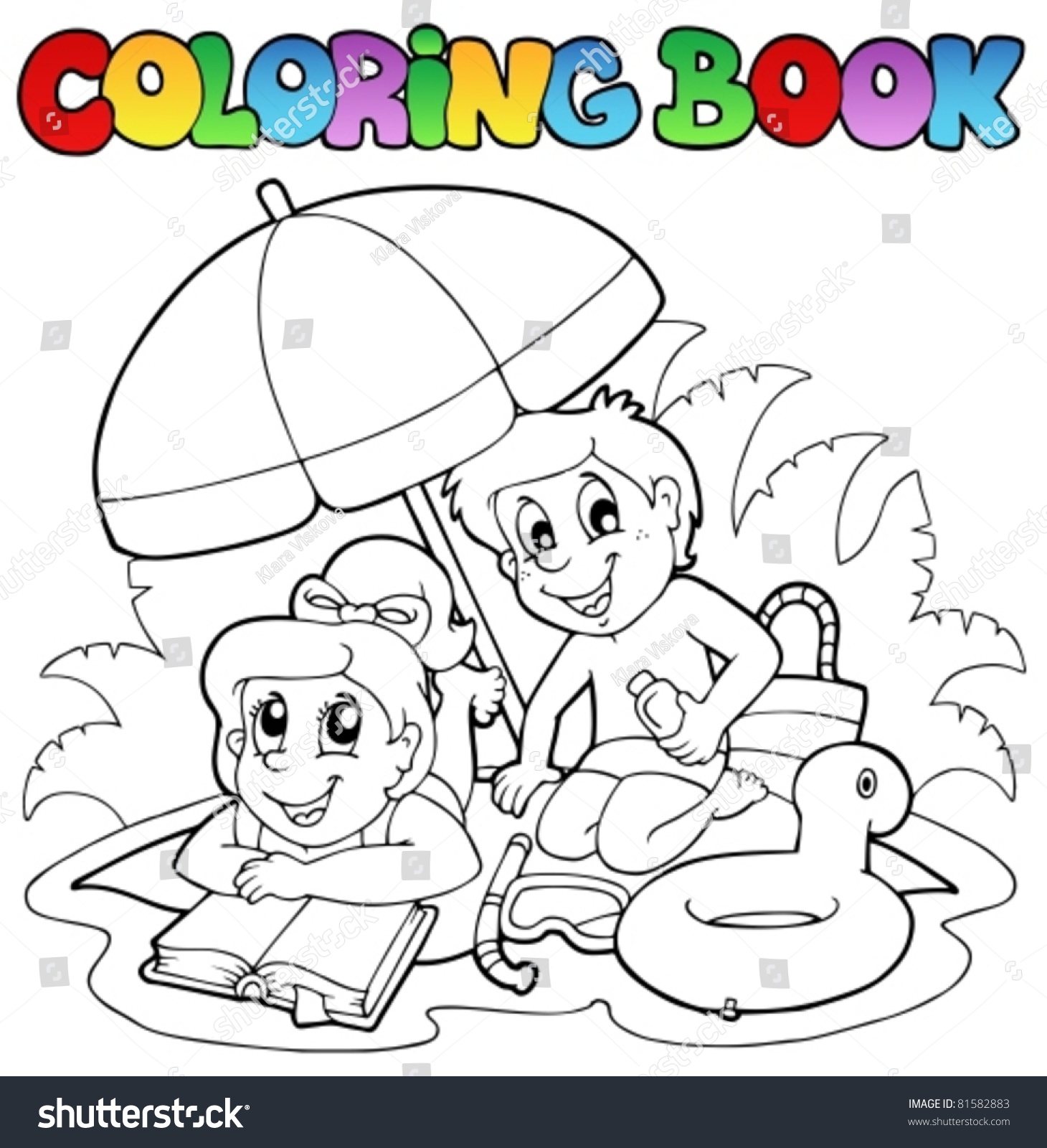 Coloring Book With Summer Theme 2 Vector Illustration. 81582883