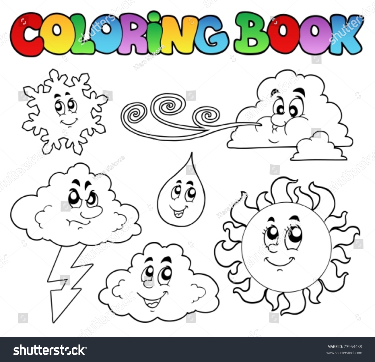Coloring Book Weather Images Vector Illustration Stock Vector 73954438