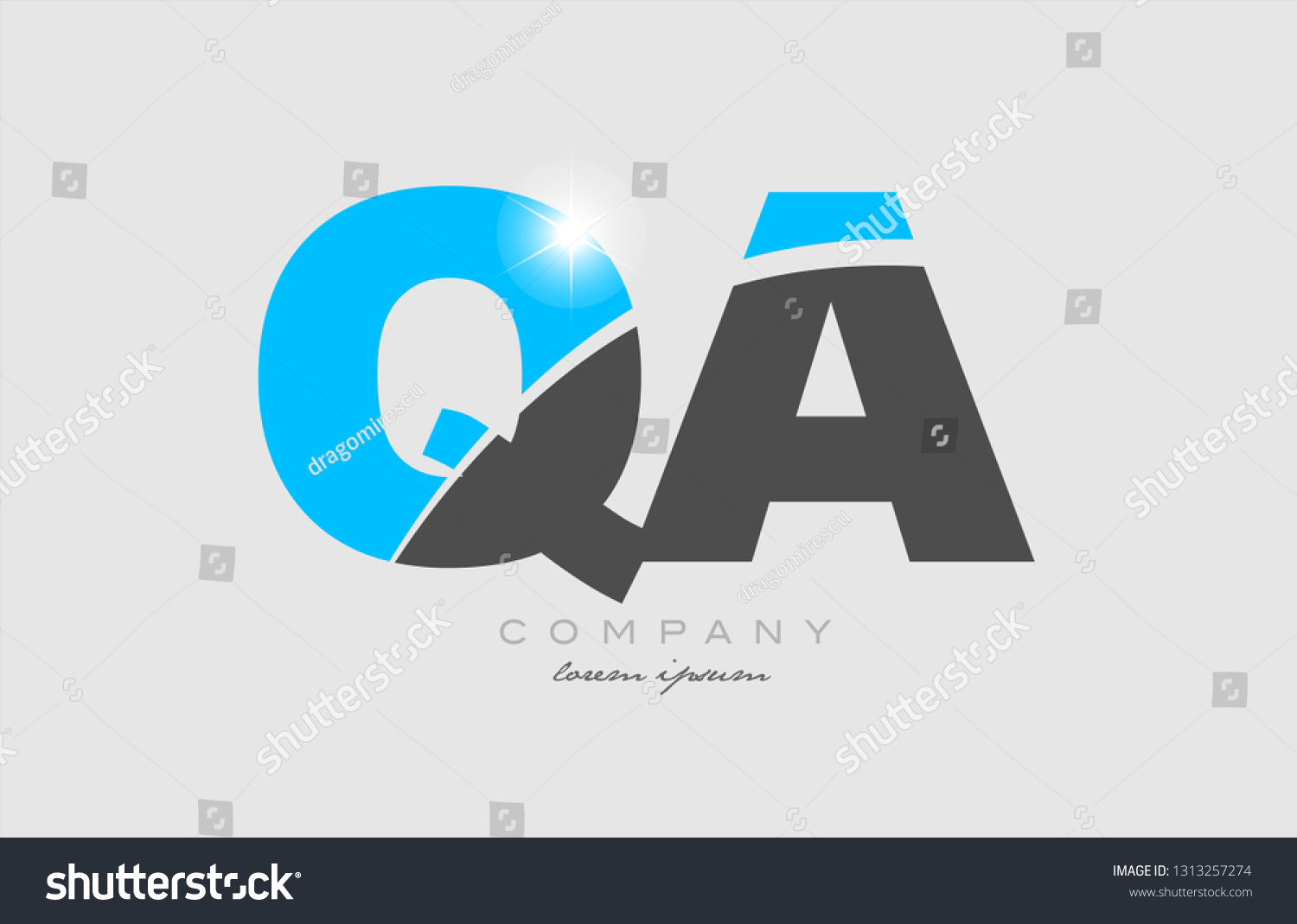 Combination Letter Qa Q Grey Blue Stock Vector Royalty Free