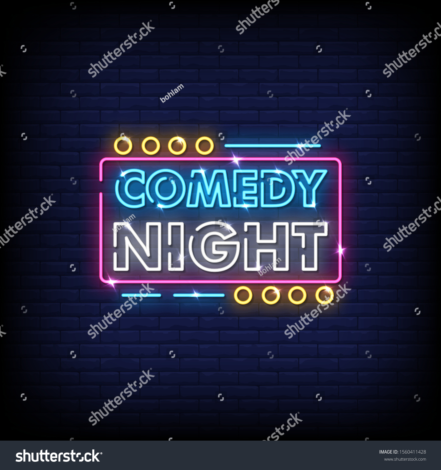 Comedy Night Neon Signs Style Text Stock Vector Royalty Free 1560411428