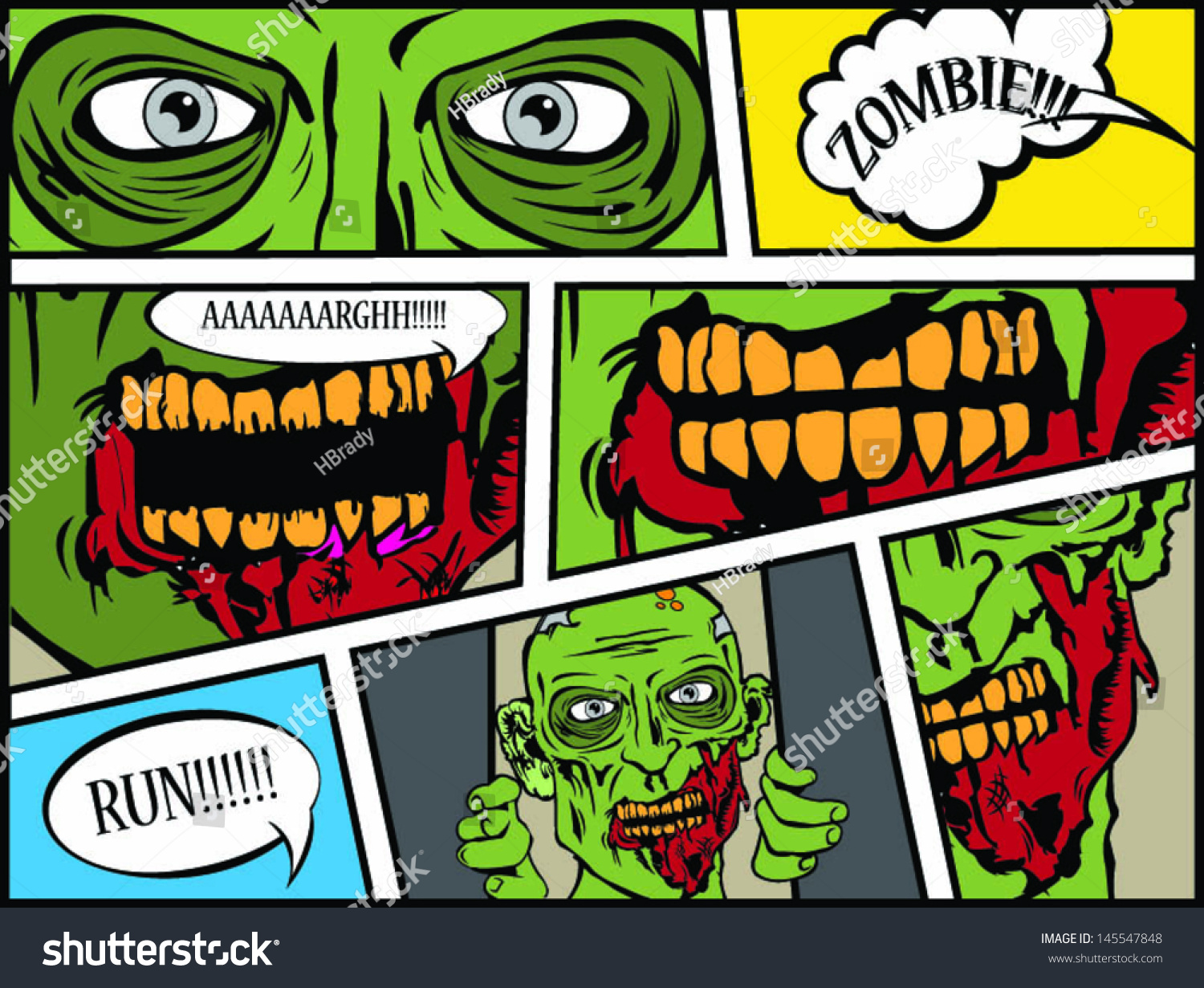 Comic Book Page/Zombie Attack!!!! Stock Vector Illustration 145547848 ...