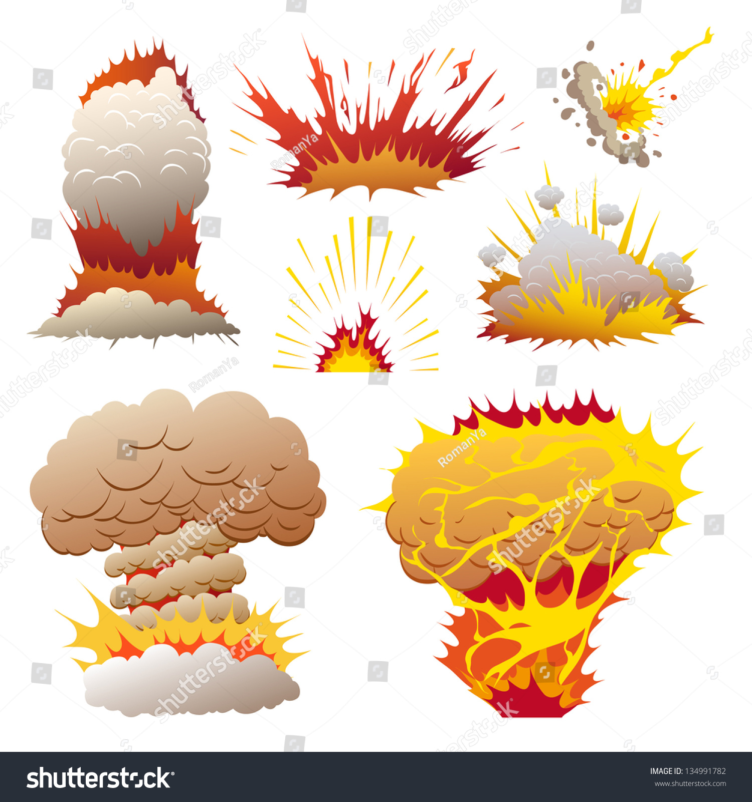Comic Book Set Of Explosions, Vector Illustration - 134991782