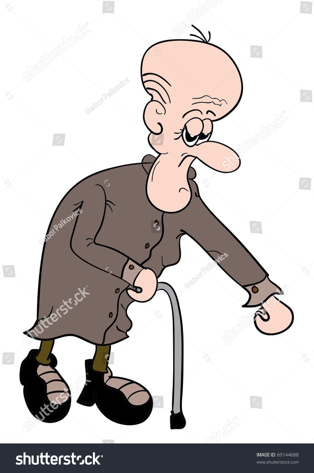 Comic Isolated Old Man Illustration - 69144688 : Shutterstock