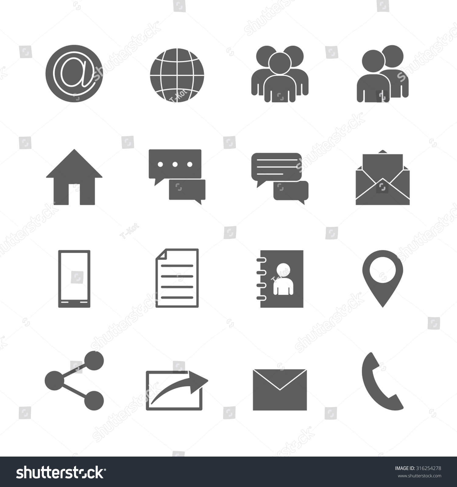 Communication Icons Set Stock Vector 316254278 Shutterstock