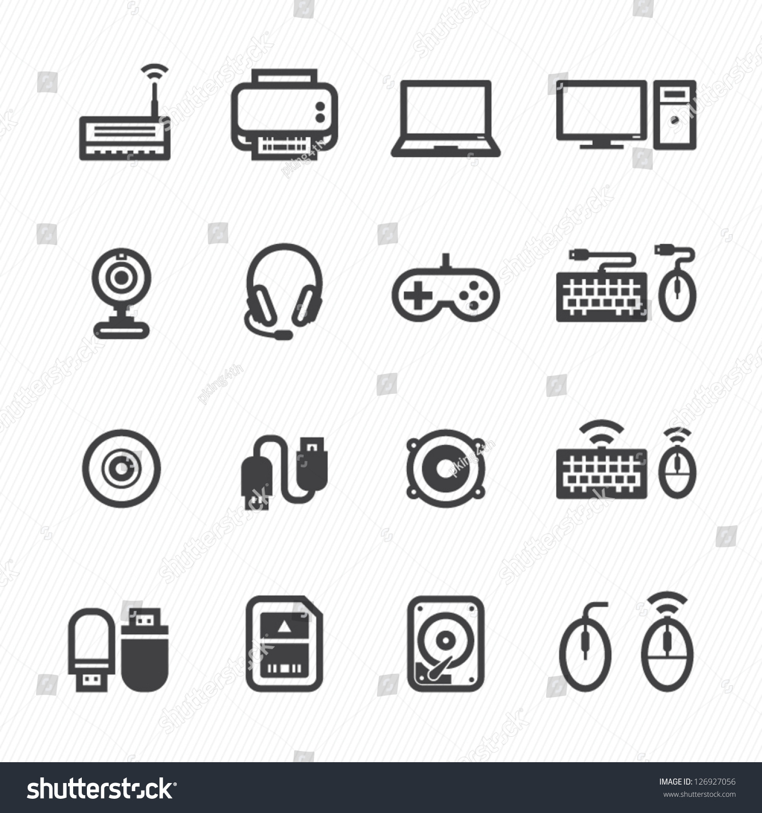 Computer Icons Computer Accessories Icons White Stock Vector 126927056 ...