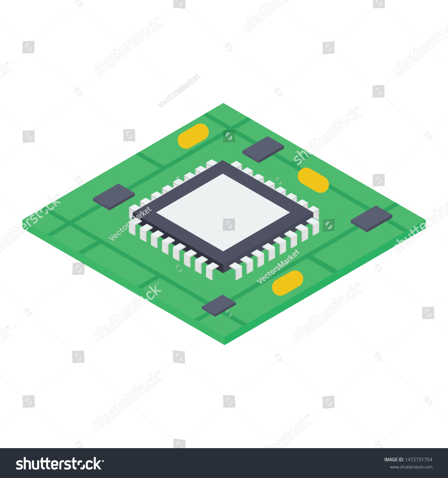 Vektor Stok Computer Motherboard Vector Isometric Design Tanpa Royalti