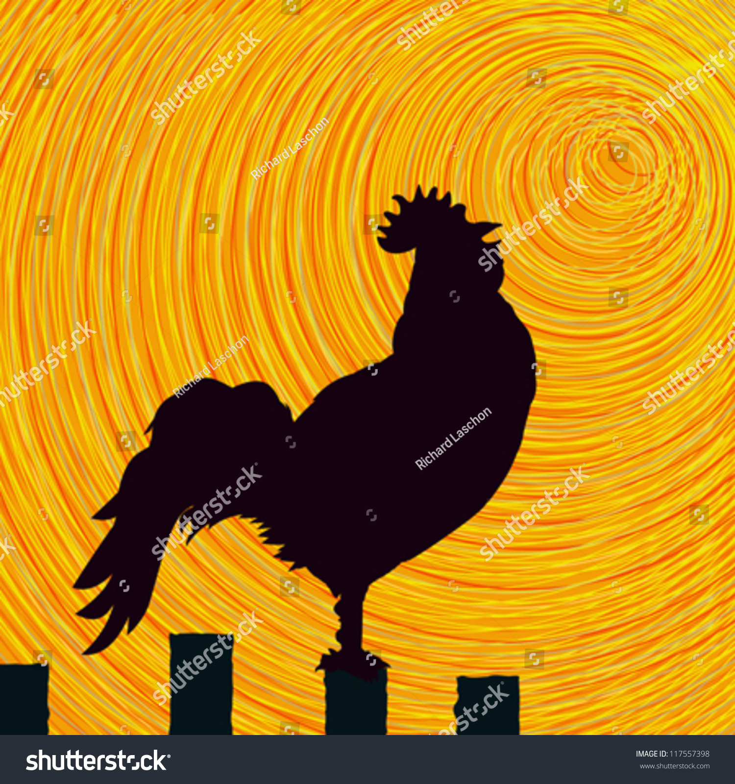 Conceptual Graphic Rooster Abstract Art Stock Vector Illustration