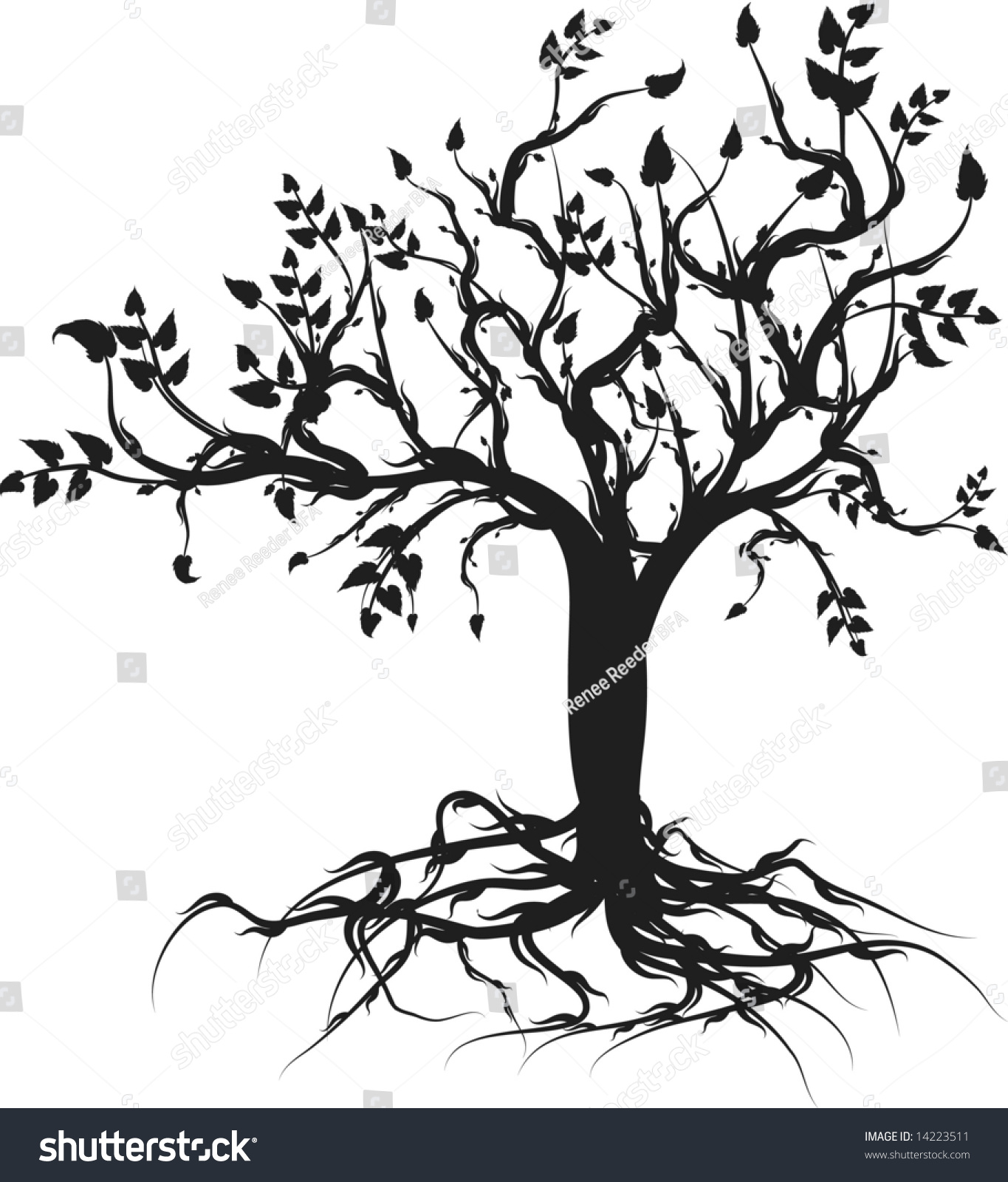 Conceptual Illustration Tree Life One Color Stock Vector 14223511 