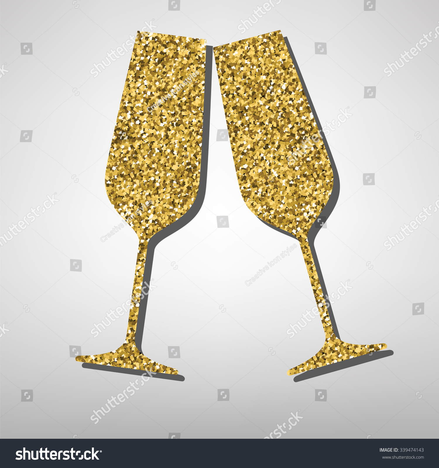 Conceptual Vector Illustration Of Sparkling Champagne Glasses Golden Icon 339474143