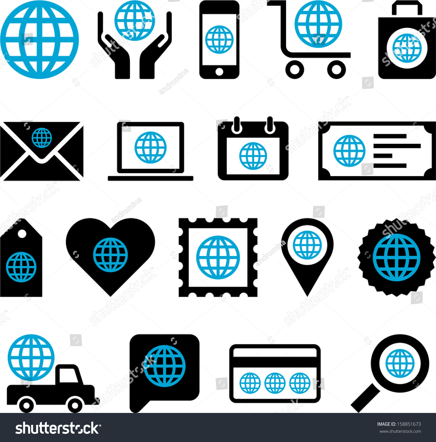 Conceptual World Icons Stock Vector Illustration 158851673 Shutterstock