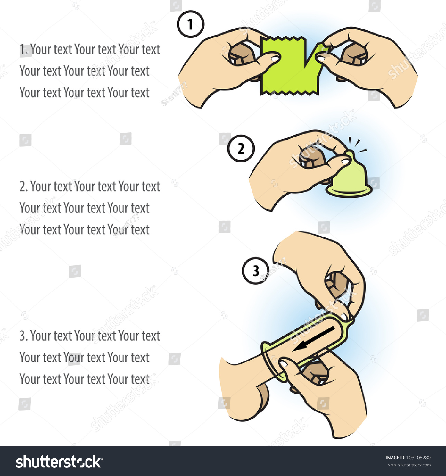 Condom Use Instruction Stock Vector Illustration 103105280 Shutterstock 