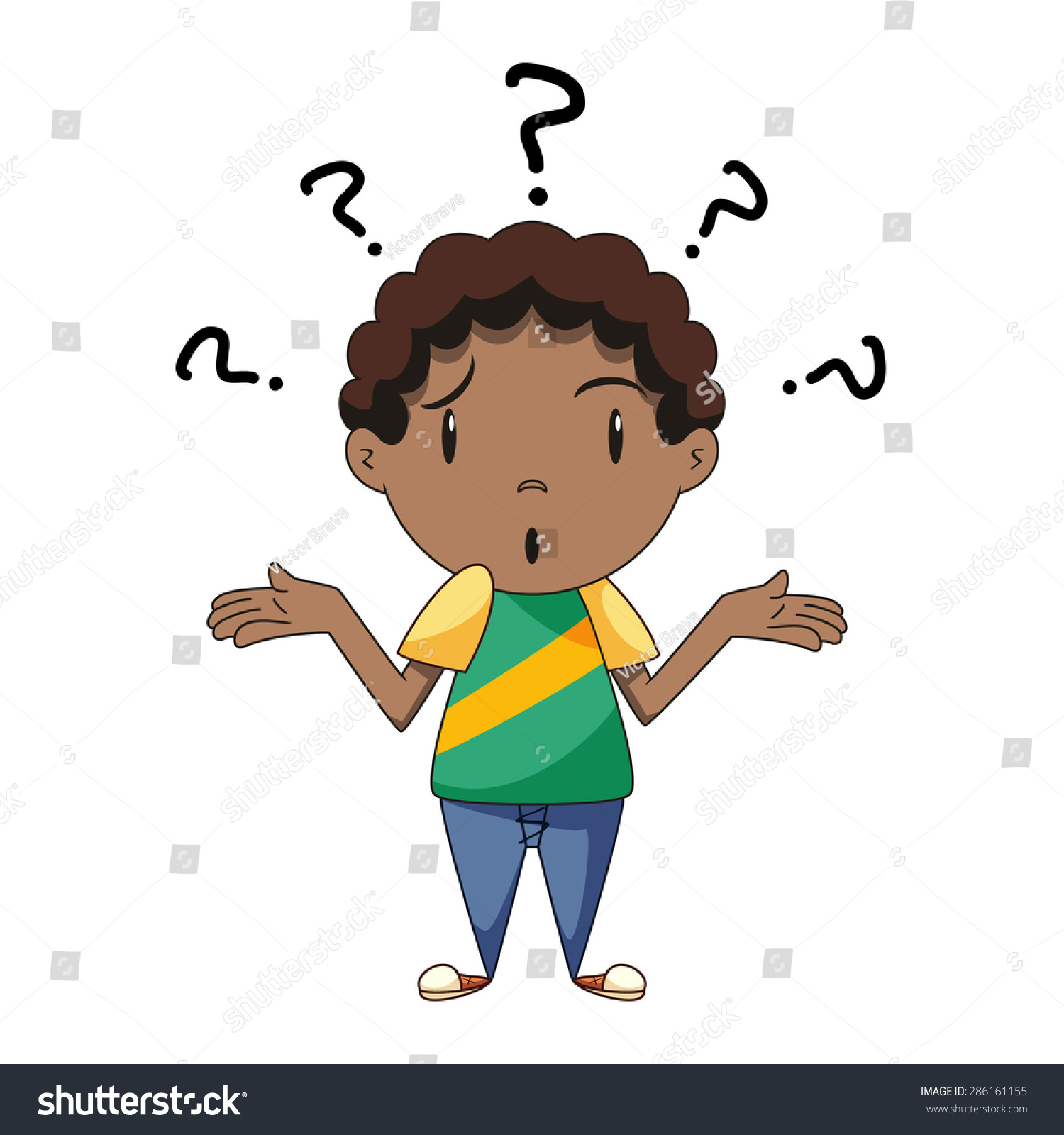 Confused Child Shrugging Shoulders Isolated Stock Vector 286161155 ...