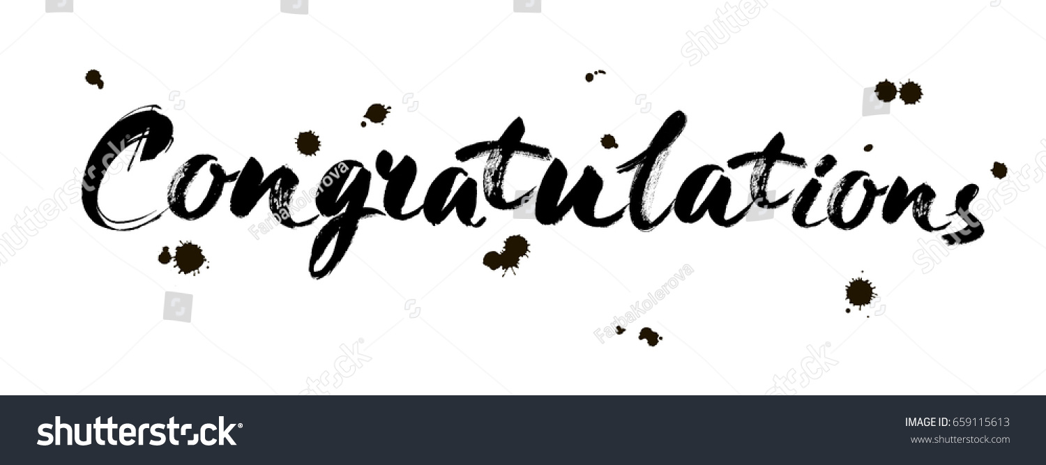 Congratulations Calligraphy Hand Written Text Brush Stock Vector