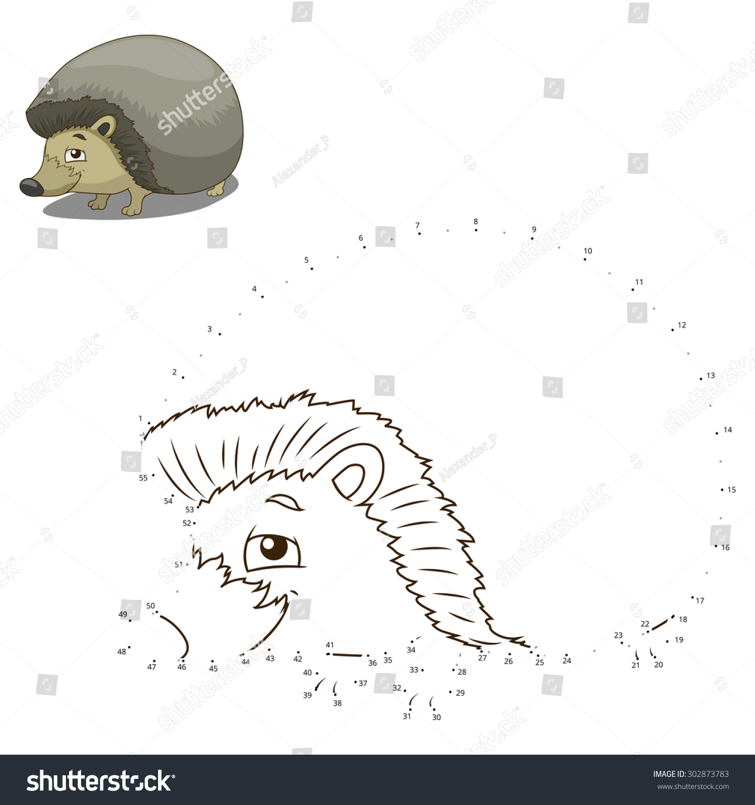 Connect the dots to draw the animal educational game for children hedgehog vector illustration Connect the dots to draw the animal educational game for children hedgehog vector illustration