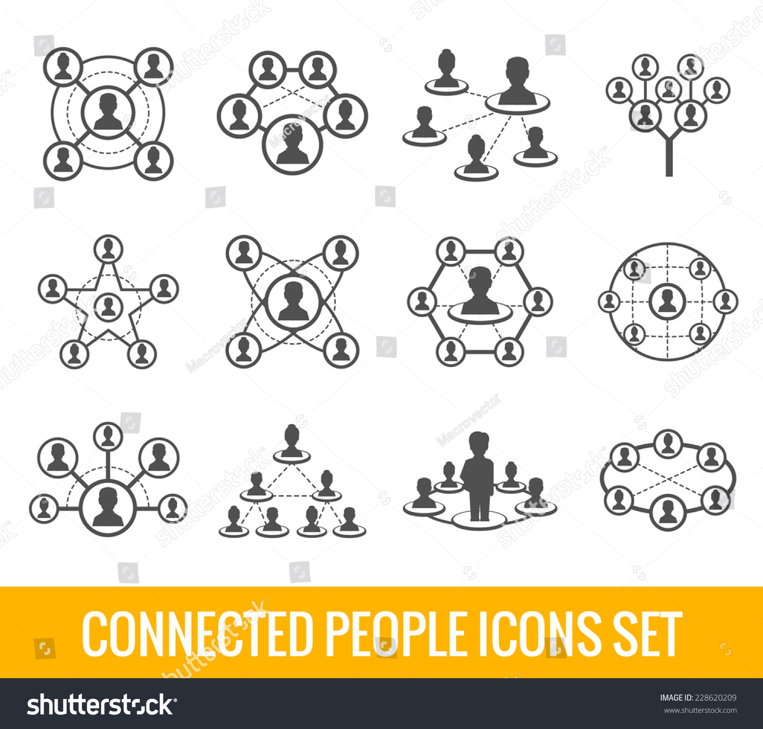 Connected People Social Network Human Icons Set Stock Photo   Alamy