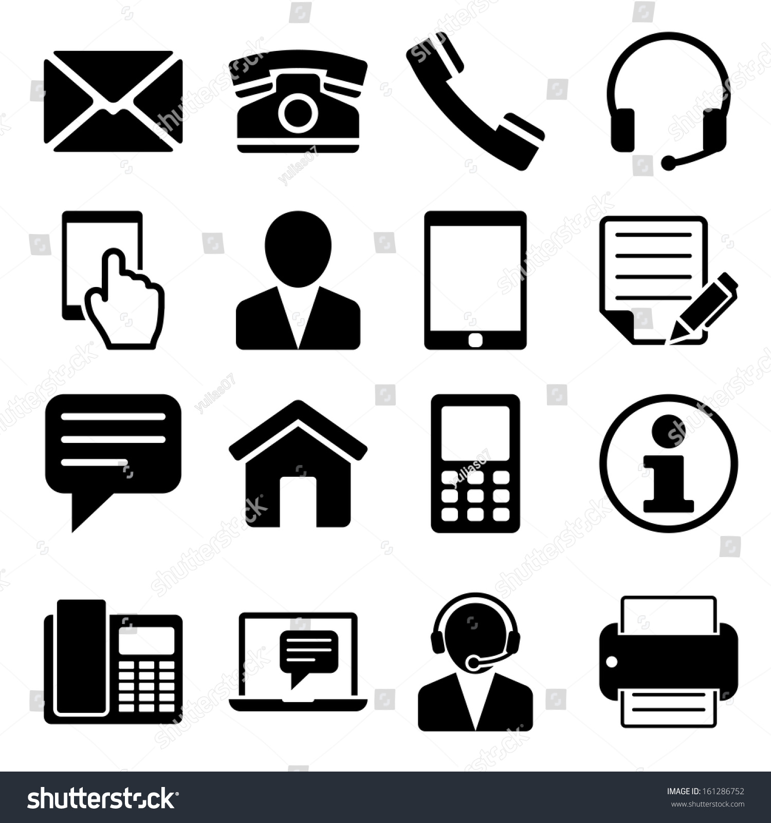 Contact Us Icons Set Stock Vector Illustration 161286752 : Shutterstock