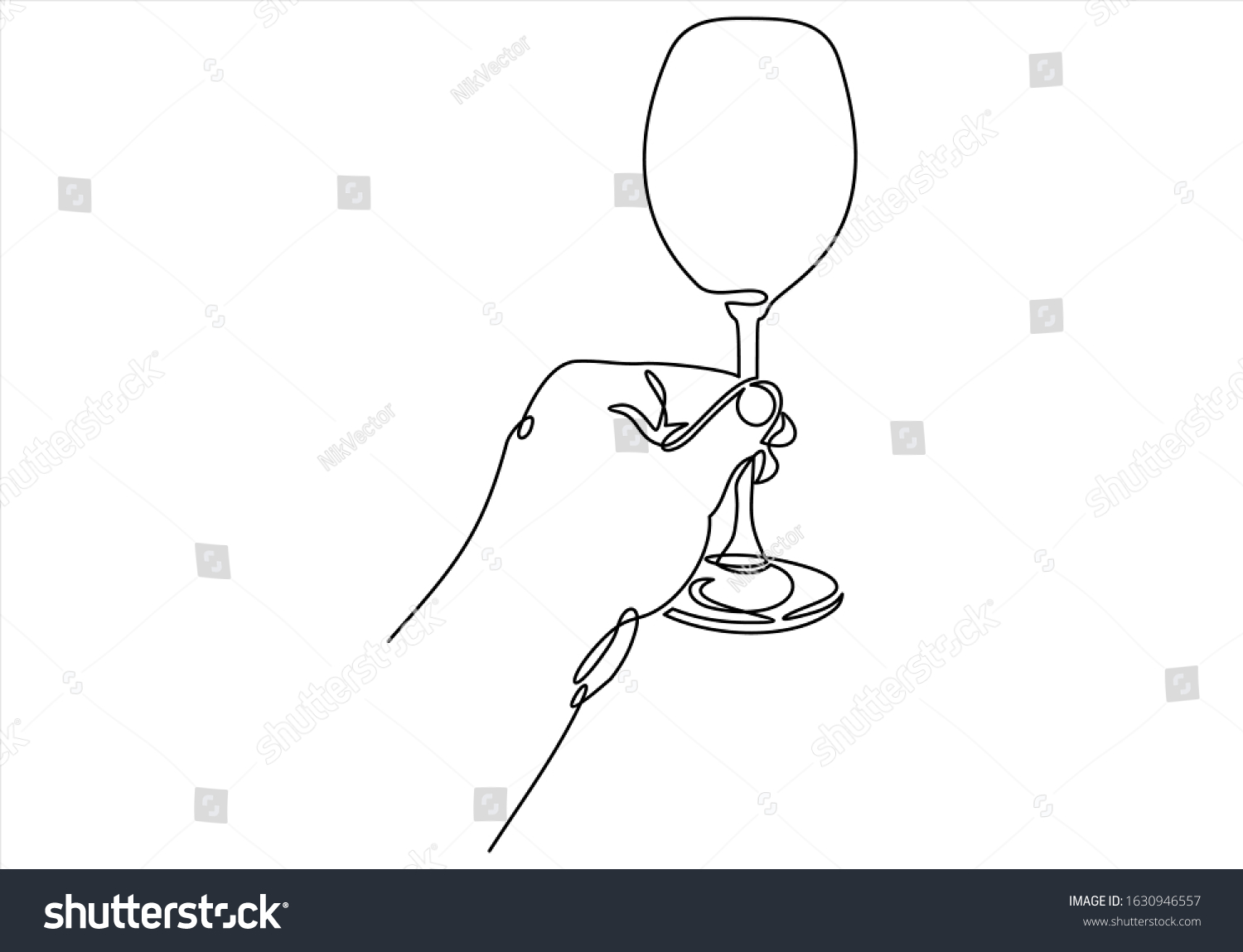 Continuous Line Drawing Hand Holding Glass Stock Vector Royalty Free