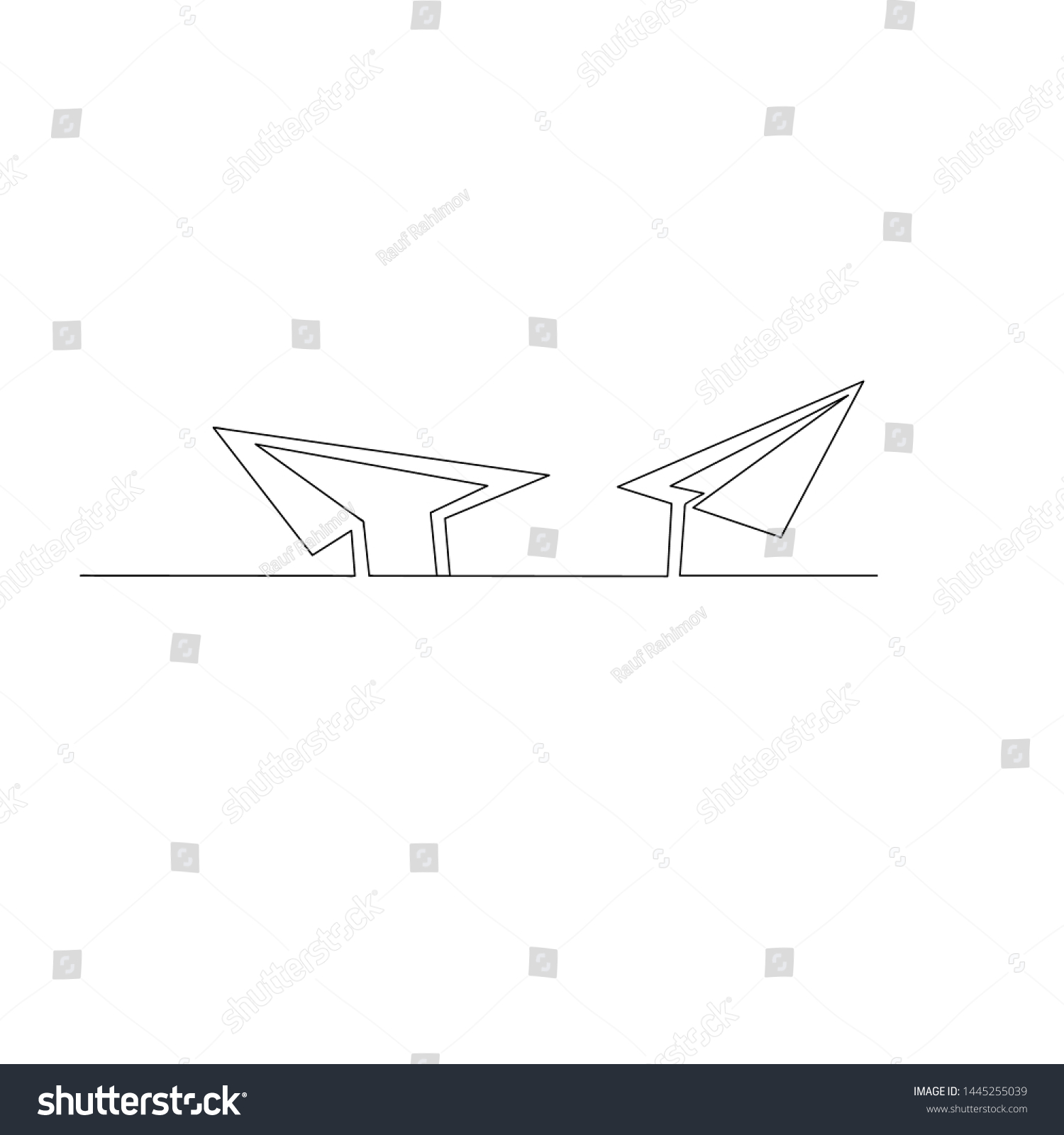 Continuous Line Drawing Paper Airplanes Isolated Vector De Stock