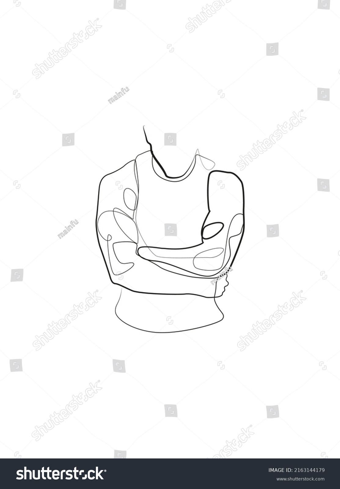 Continuous Line Male Figure Naked Strong Stock Vector Royalty Free