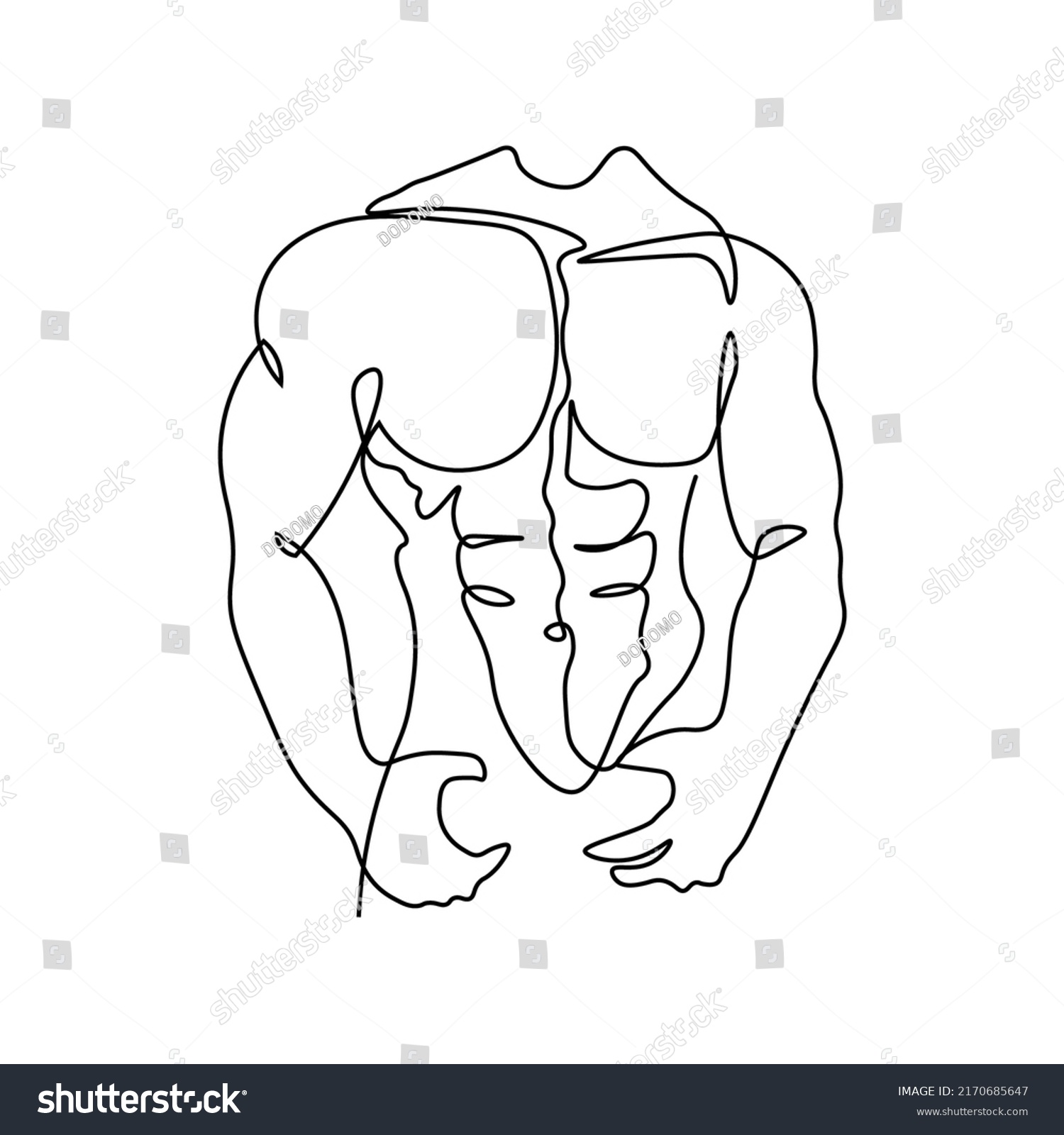 Continuous Line Male Figure Naked Strong Stock Vector Royalty Free