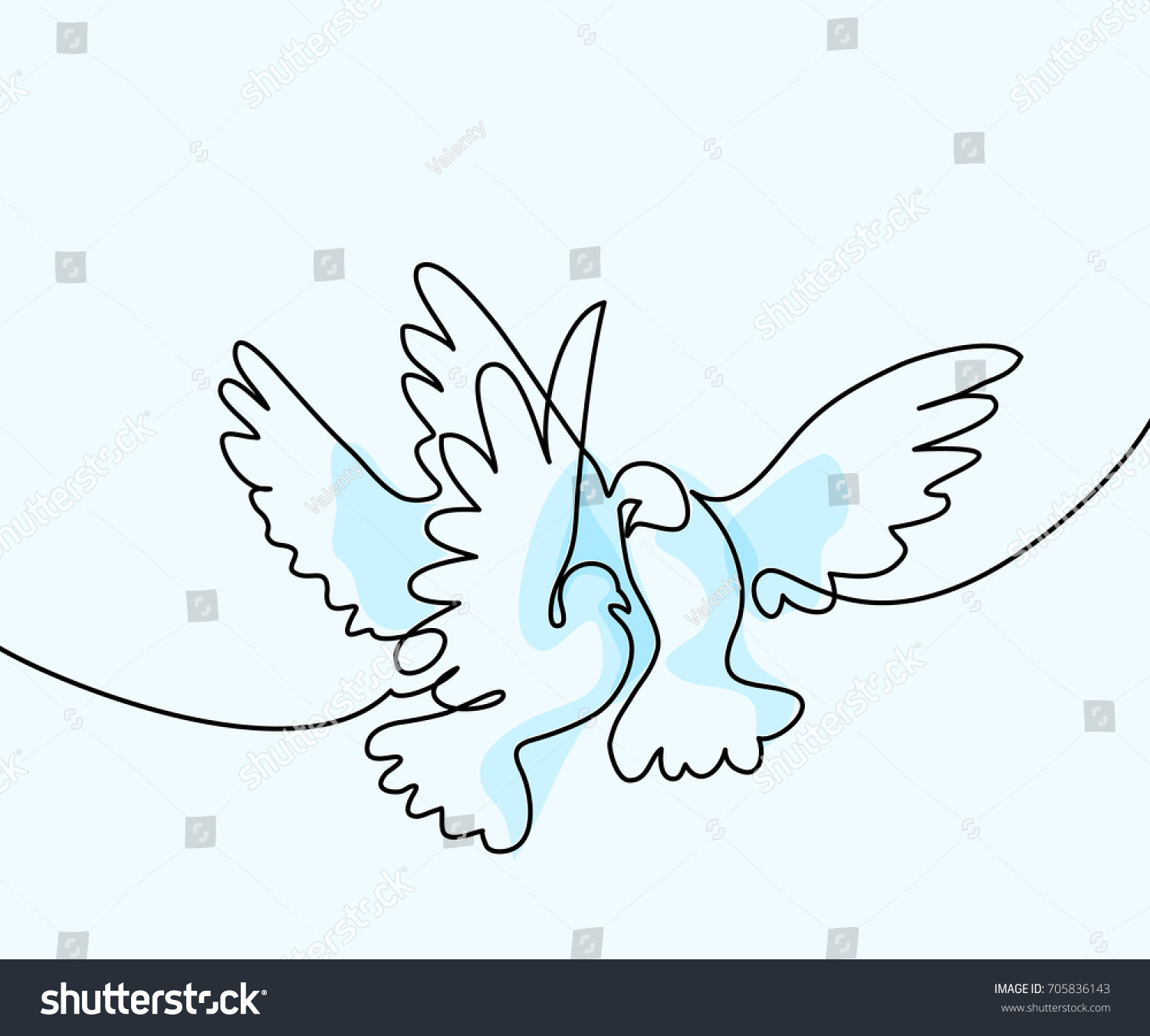 Continuous One Line Drawing Flying Two Stock Vector Royalty Free