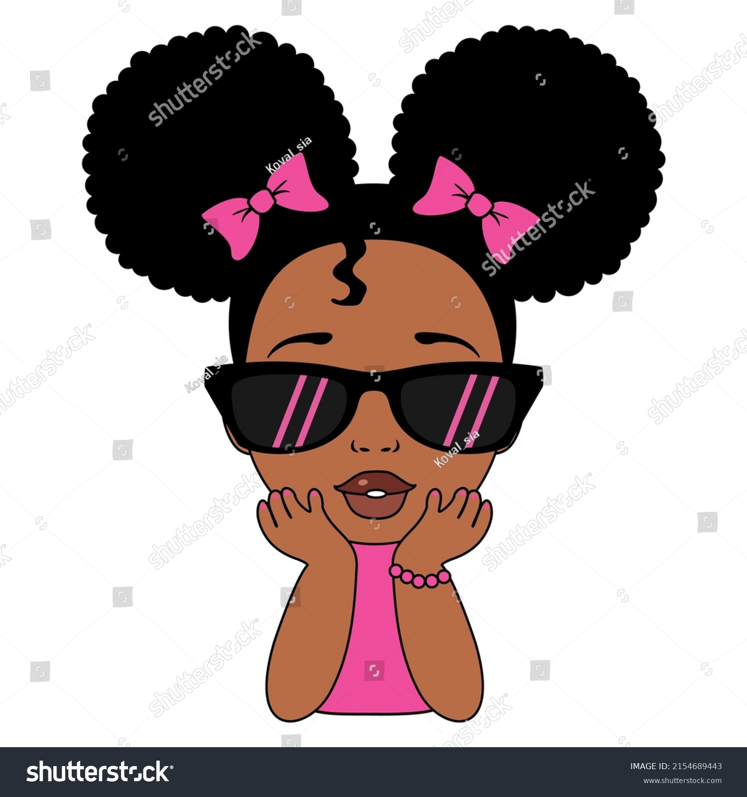 Cool African American Baby Girl Black Stock Vector Royalty Free