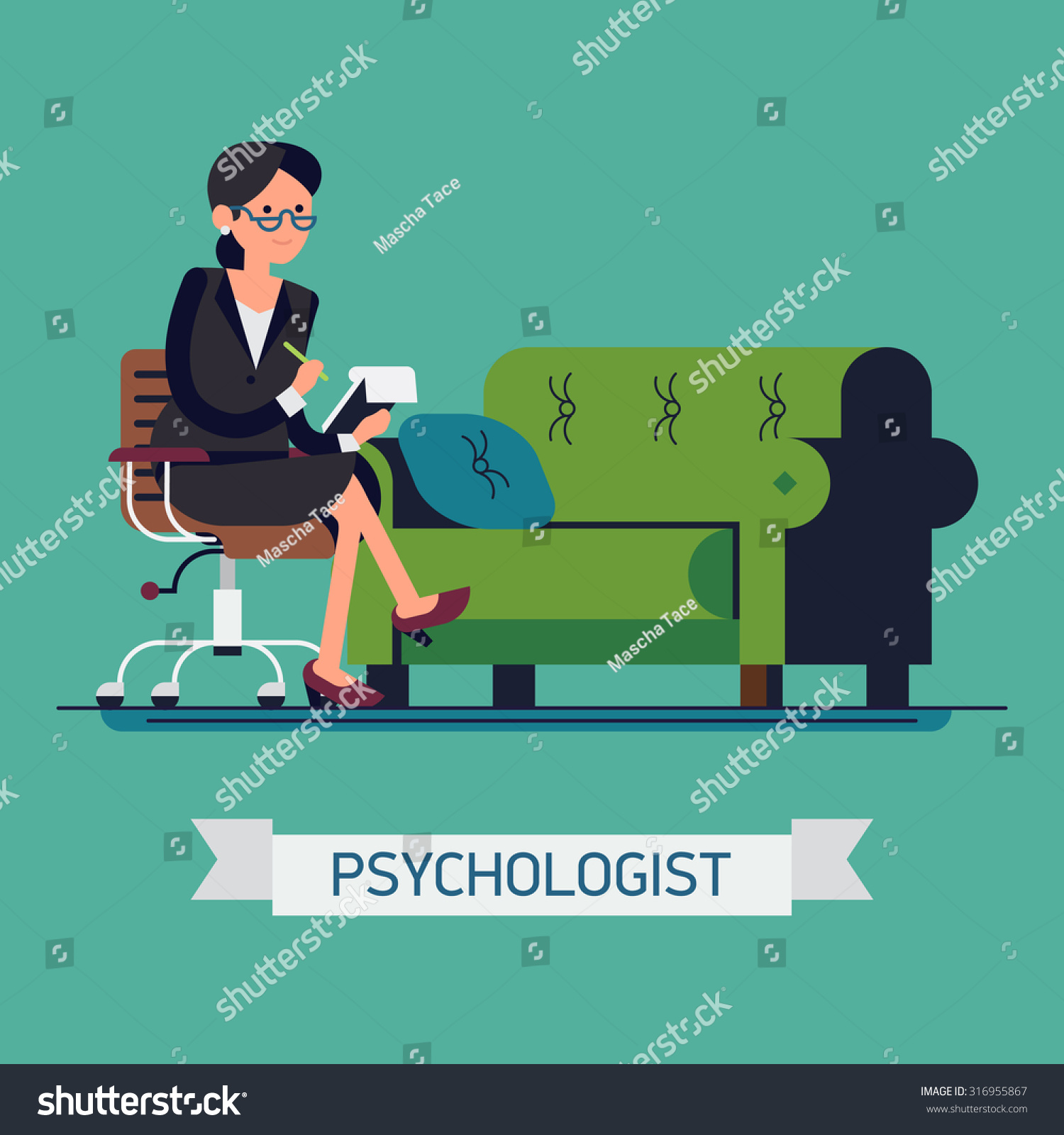 Cool Flat Concept Design On Friendly Psychologist Female Character 