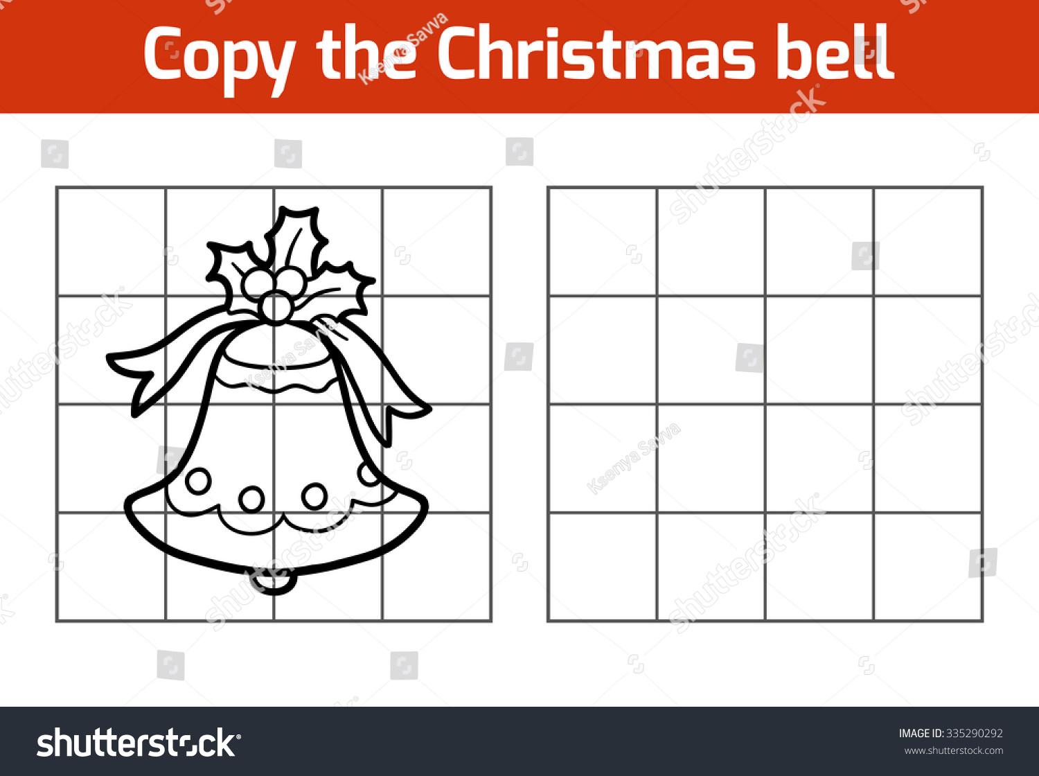 Copy The Picture, Education Game For Children: Christmas Bell Stock Vector Illustration