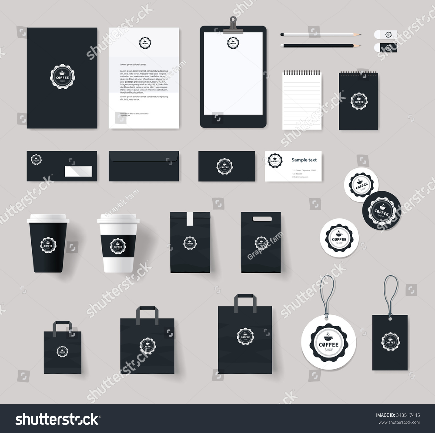 Corporate Branding Identity Mock Template Coffee Stock Vector 348517445 Shutterstock Branding Package Template