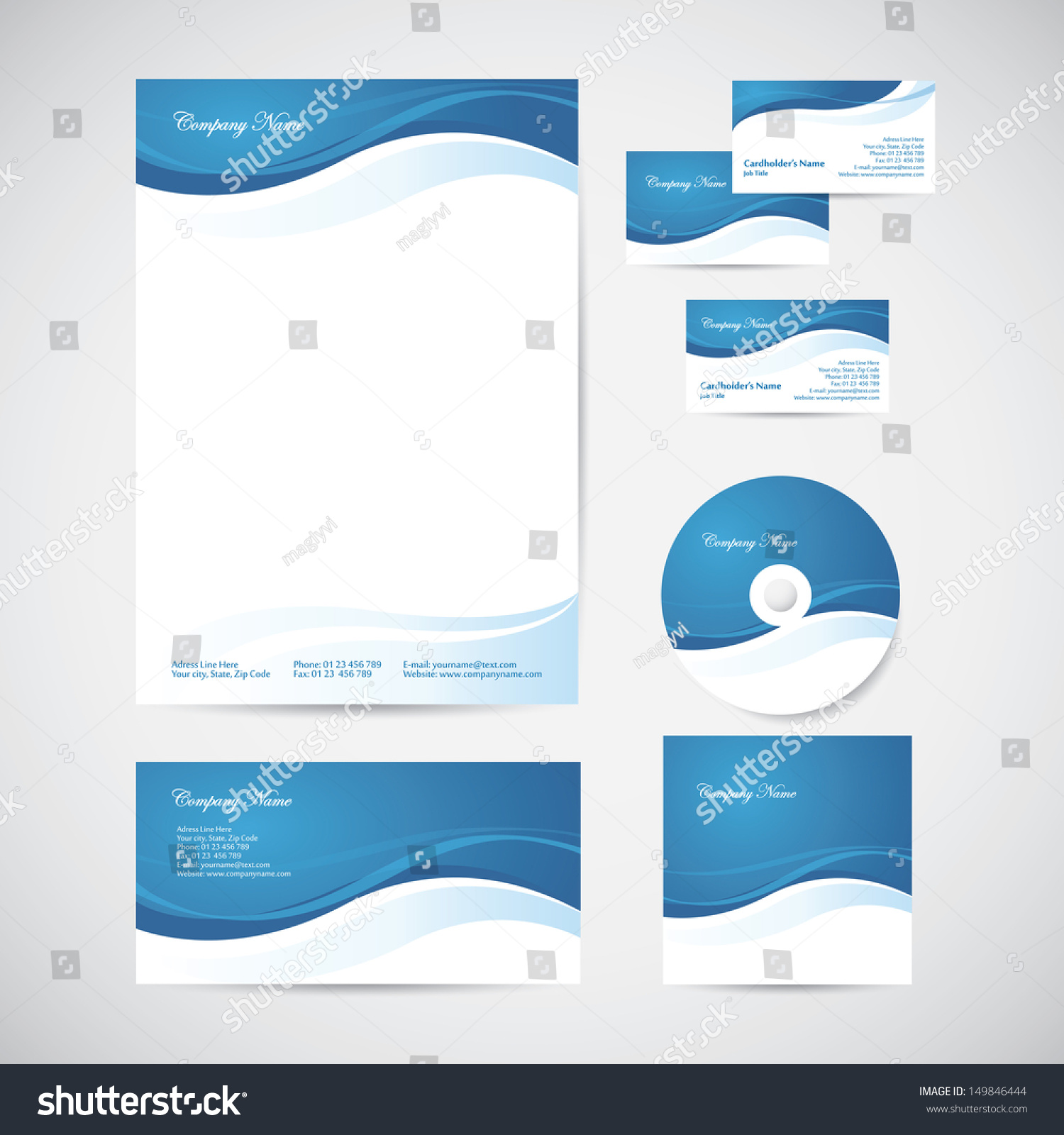 corporate identity templates blue design elements stock