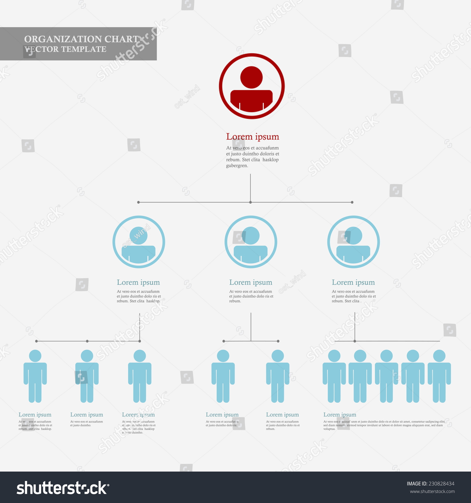 Corporate Organization Chart Template With Business People Icons