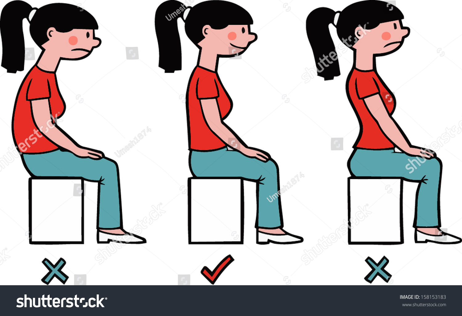 Correct Sitting Posture Vector Illustration 158153183 Shutterstock