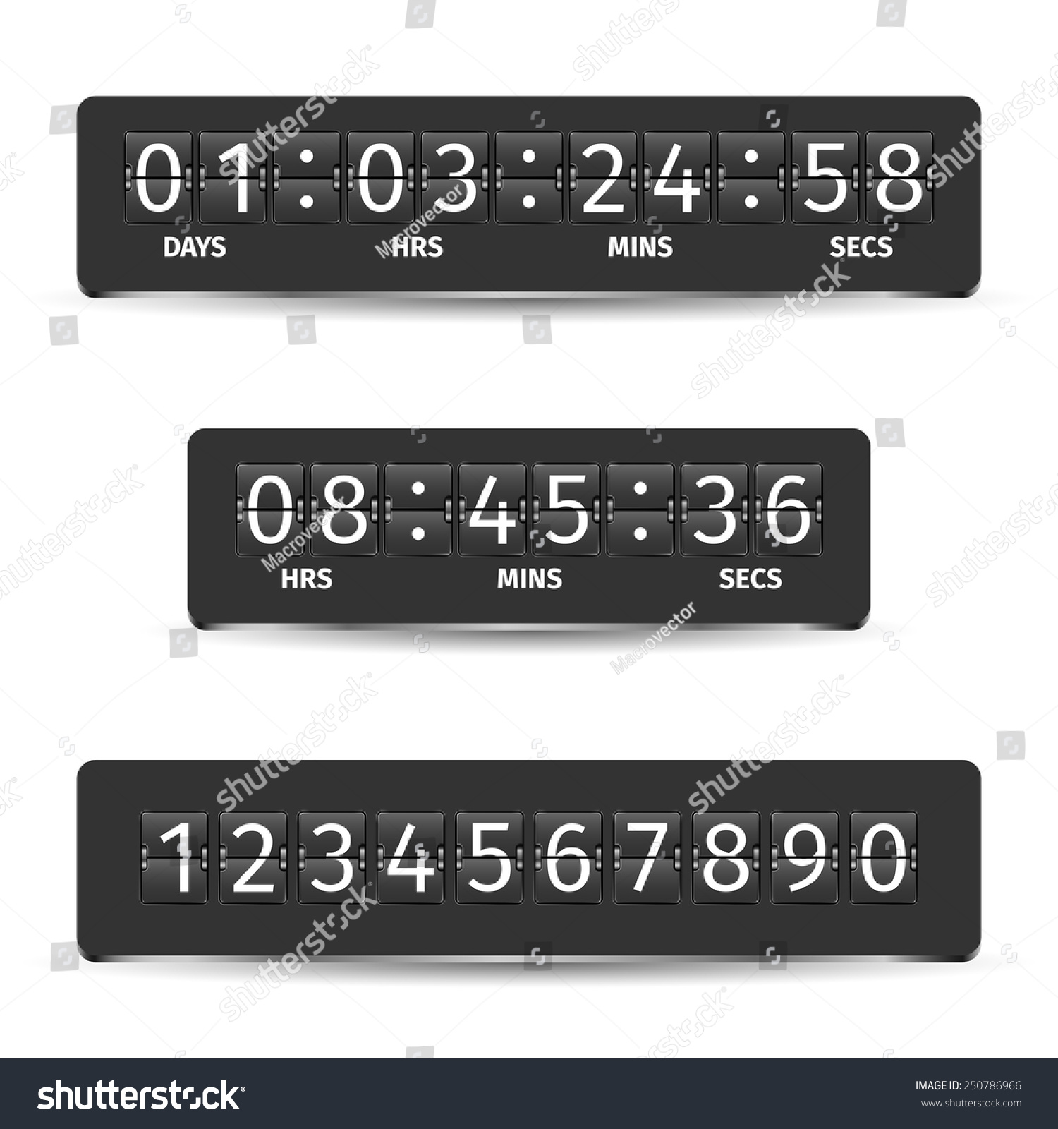 Countdown Clock Timer Analog Display Mechanical Time Indicator Black Vector Illustration