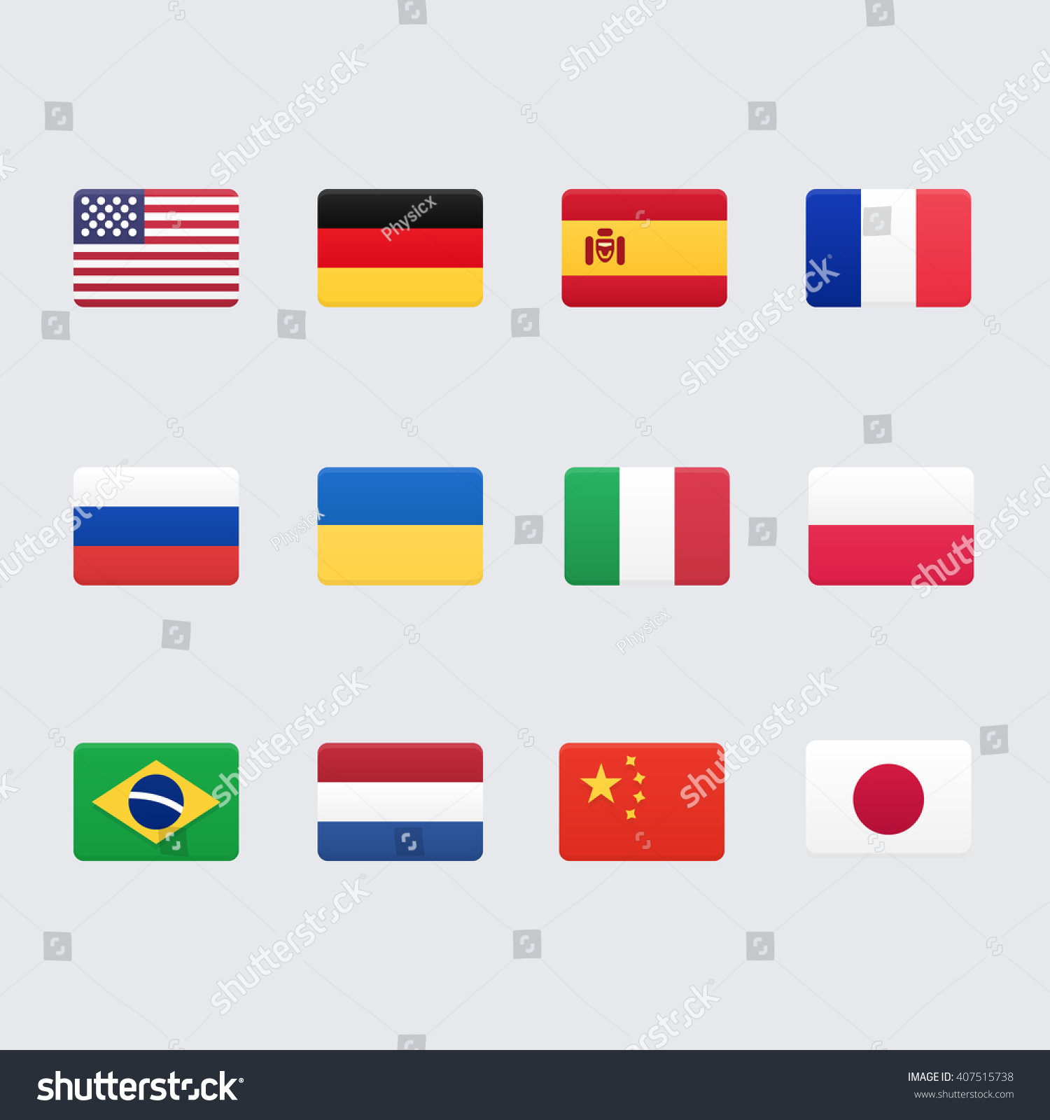 Country Flags Icons. Vector Illustration - 407515738 : Shutterstock