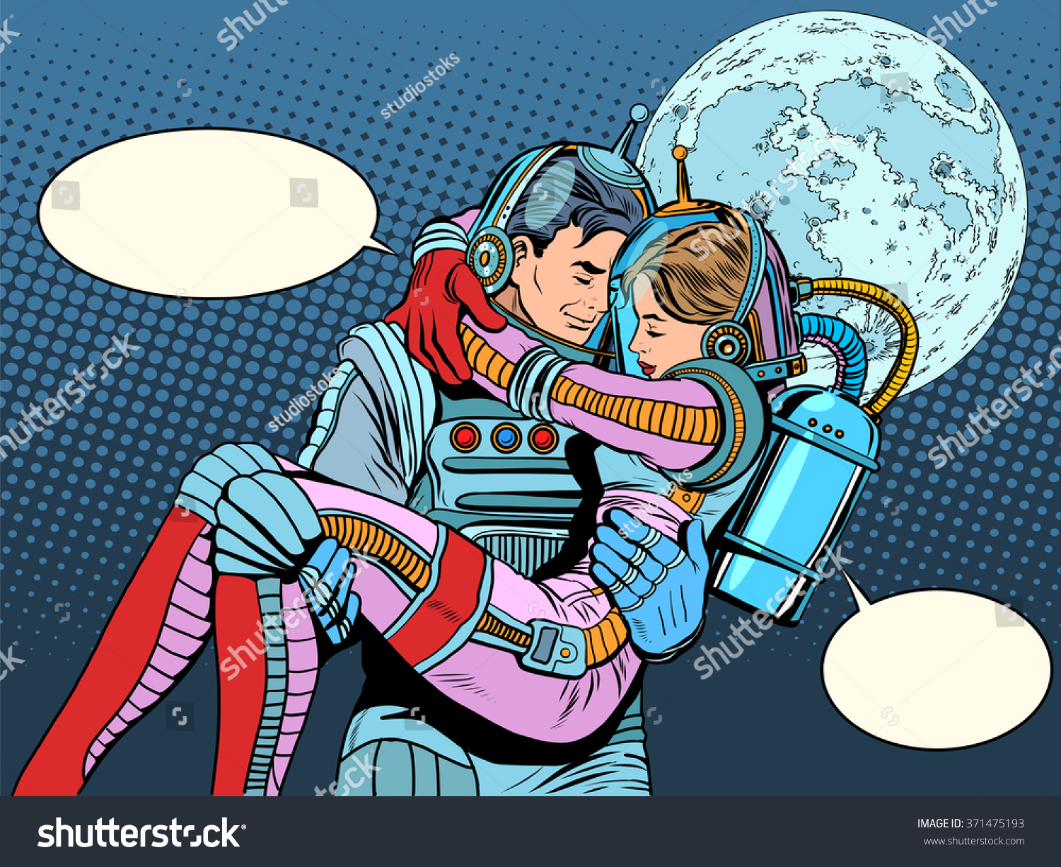 Couple astronauts in love man woman Couple astronauts in love man woman