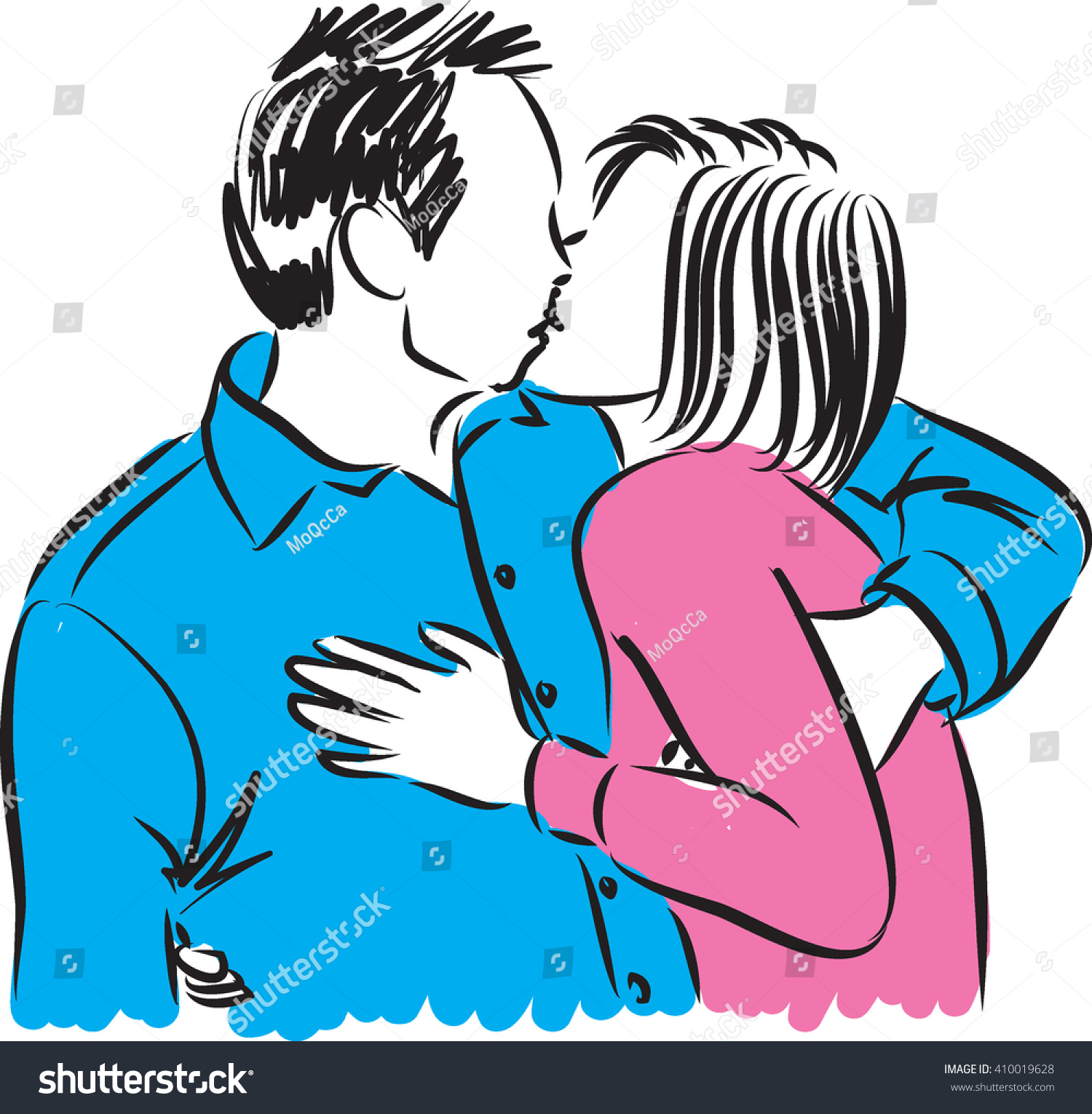 Couple Kissing Illustration 410019628 Shutterstock