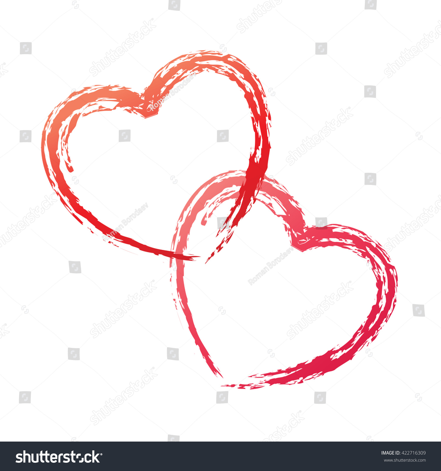 Couple Love Hand Drawn Heart Vector Red Hearts Silhouette Wedding Valentines Day Love Sketch 8828