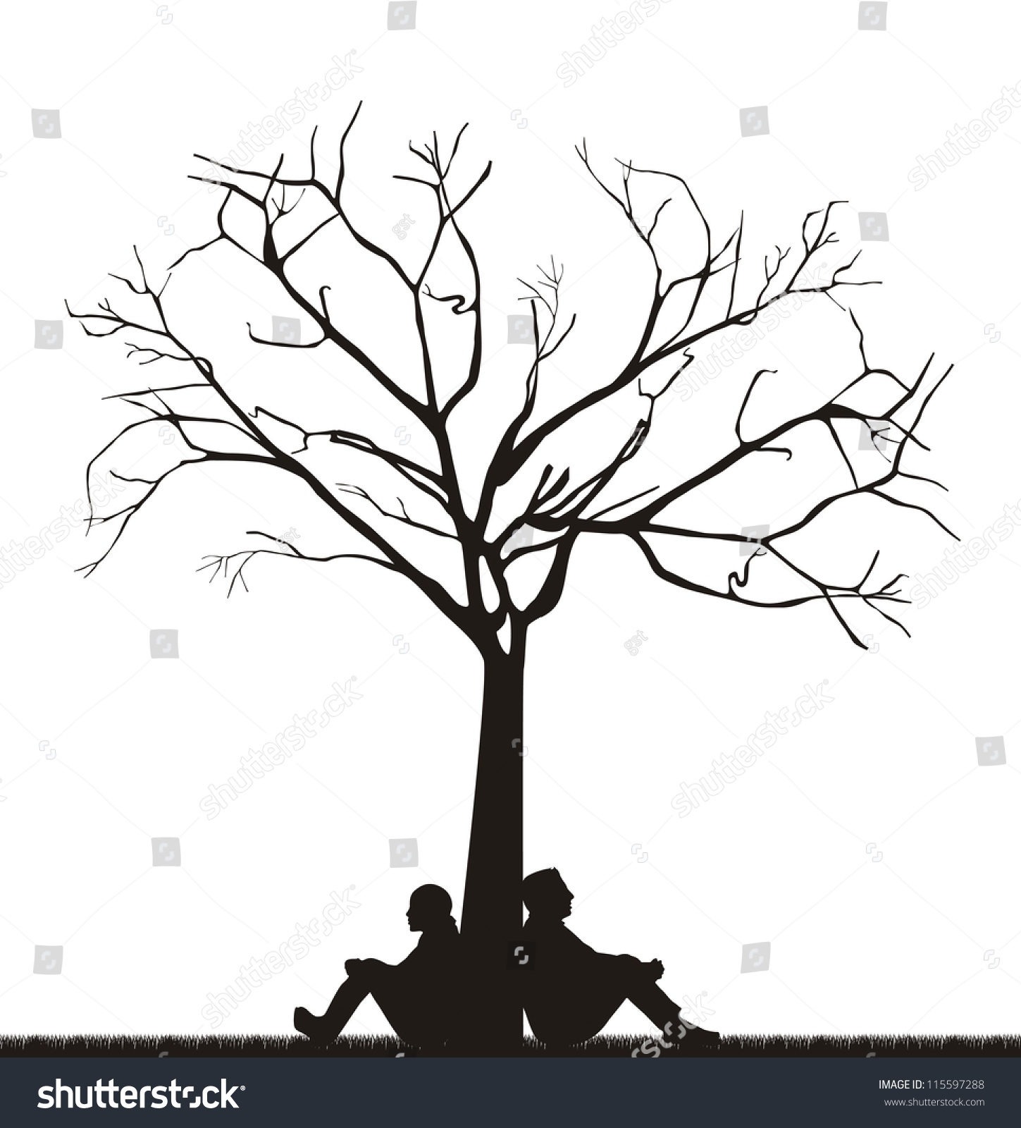 Couple Under Tree Over White Background Vector Illustration 115597288 Shutterstock
