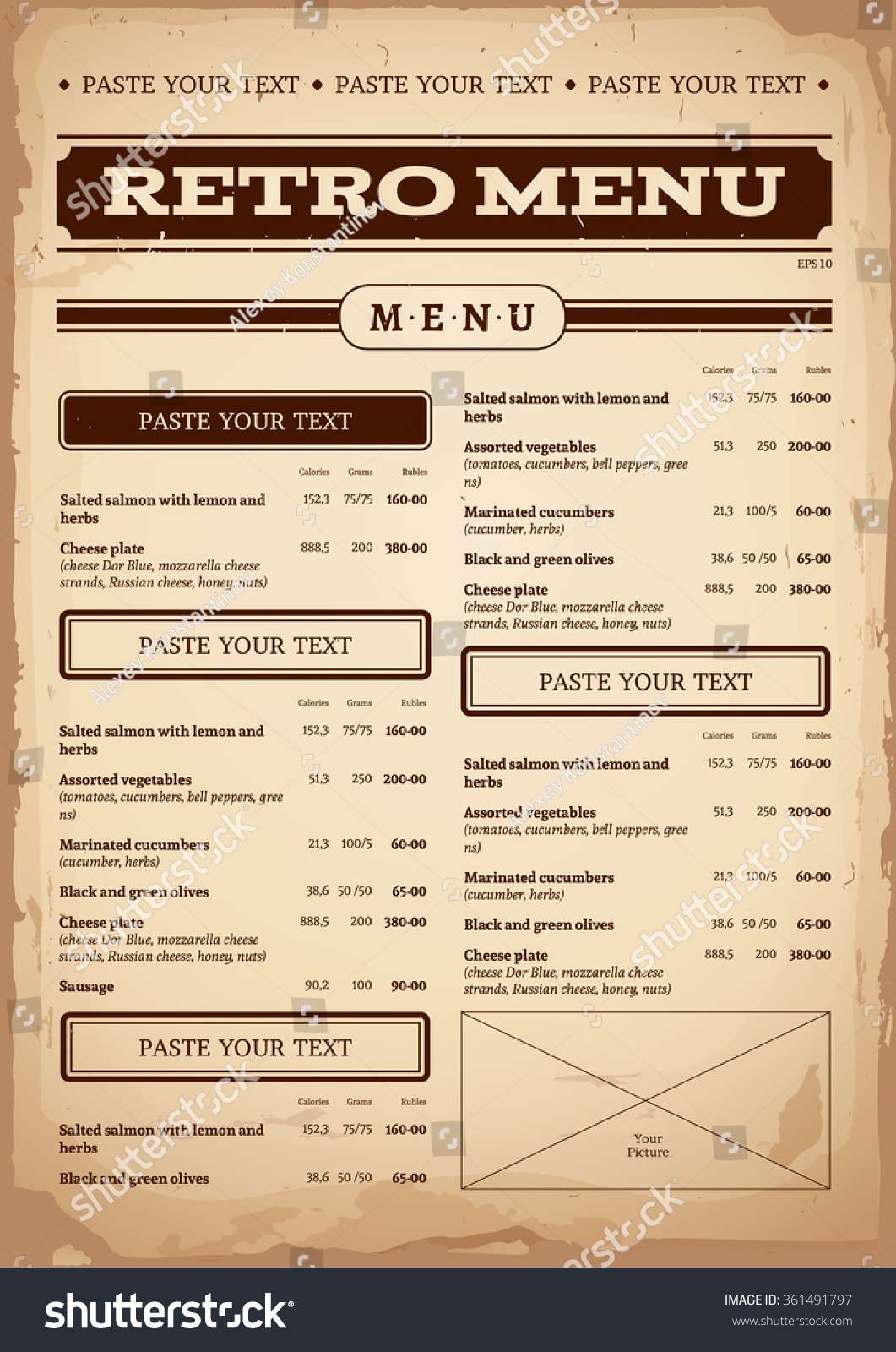 Cover Template Menu Style Old Newspaper Stock Vector 361491797 Shutterstock Newspaper Style Menu Template