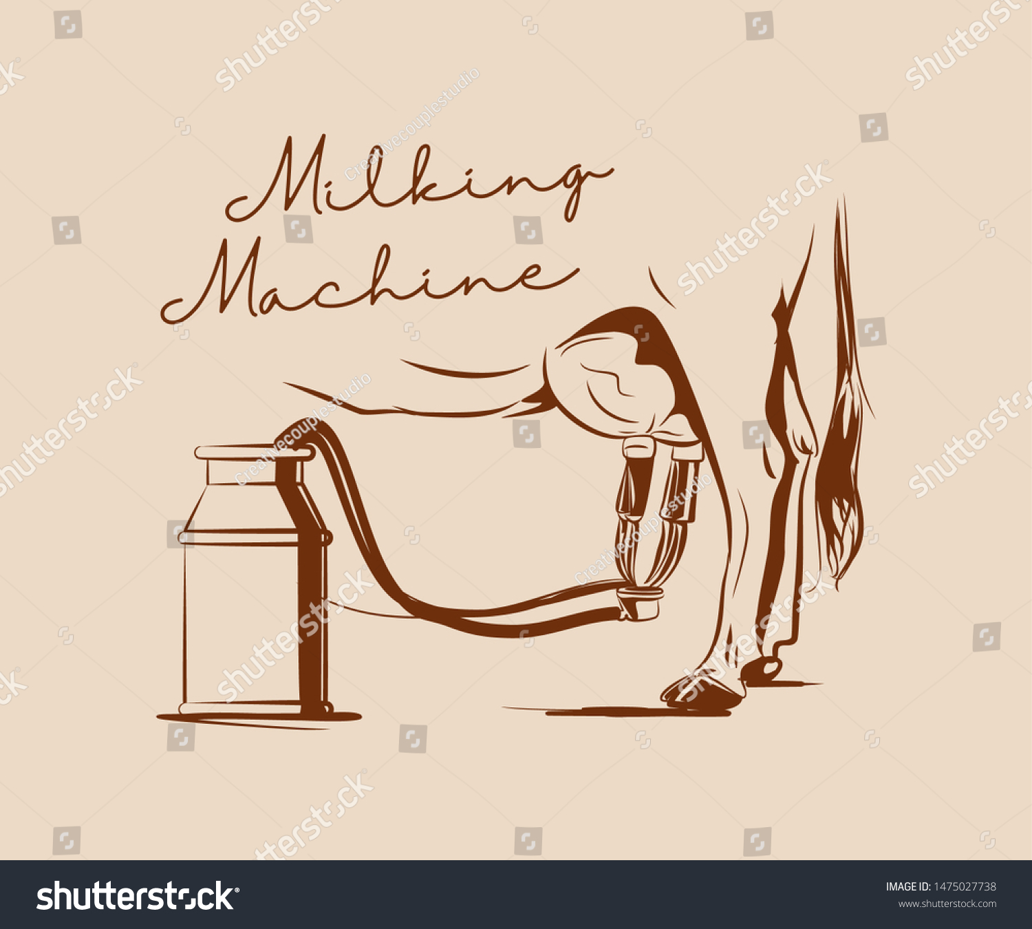 Cow Milking Machine Vector Illustration