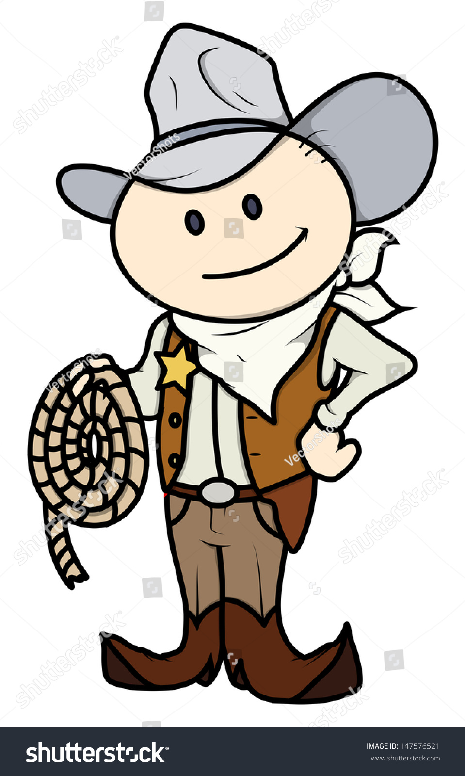 Cowboy Kid Vector Cartoon Illustration Stock Vector 147576521 