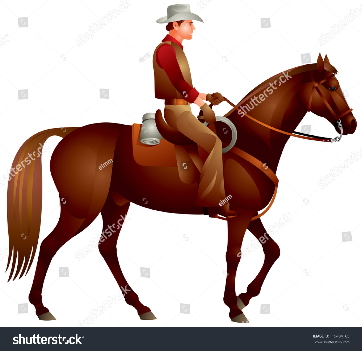 Cowboy On The Horse Vector Illustration From Wild West Series