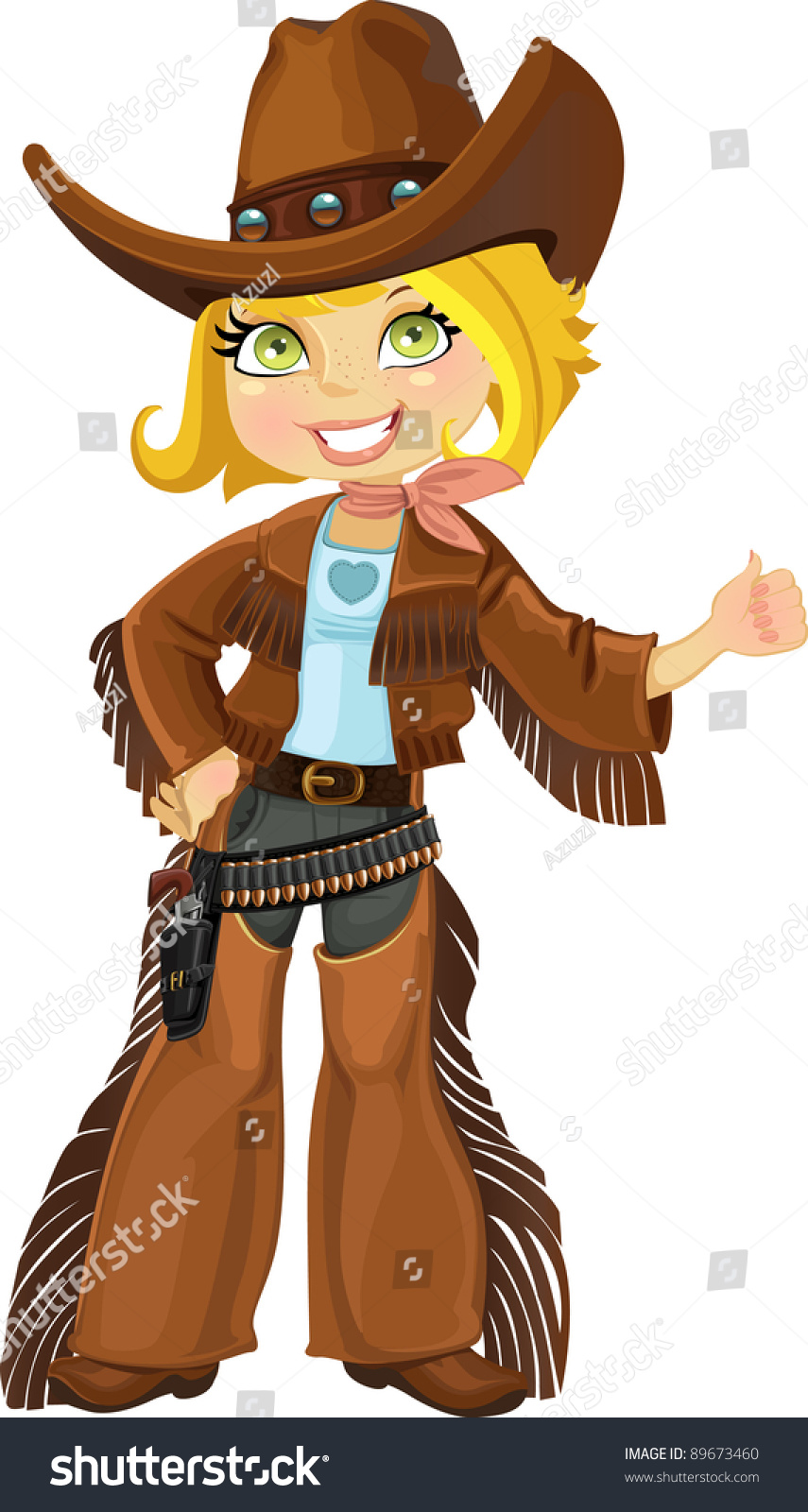 Cowgirl With Revolver Stock Vector Illustration 89673460 Shutterstock